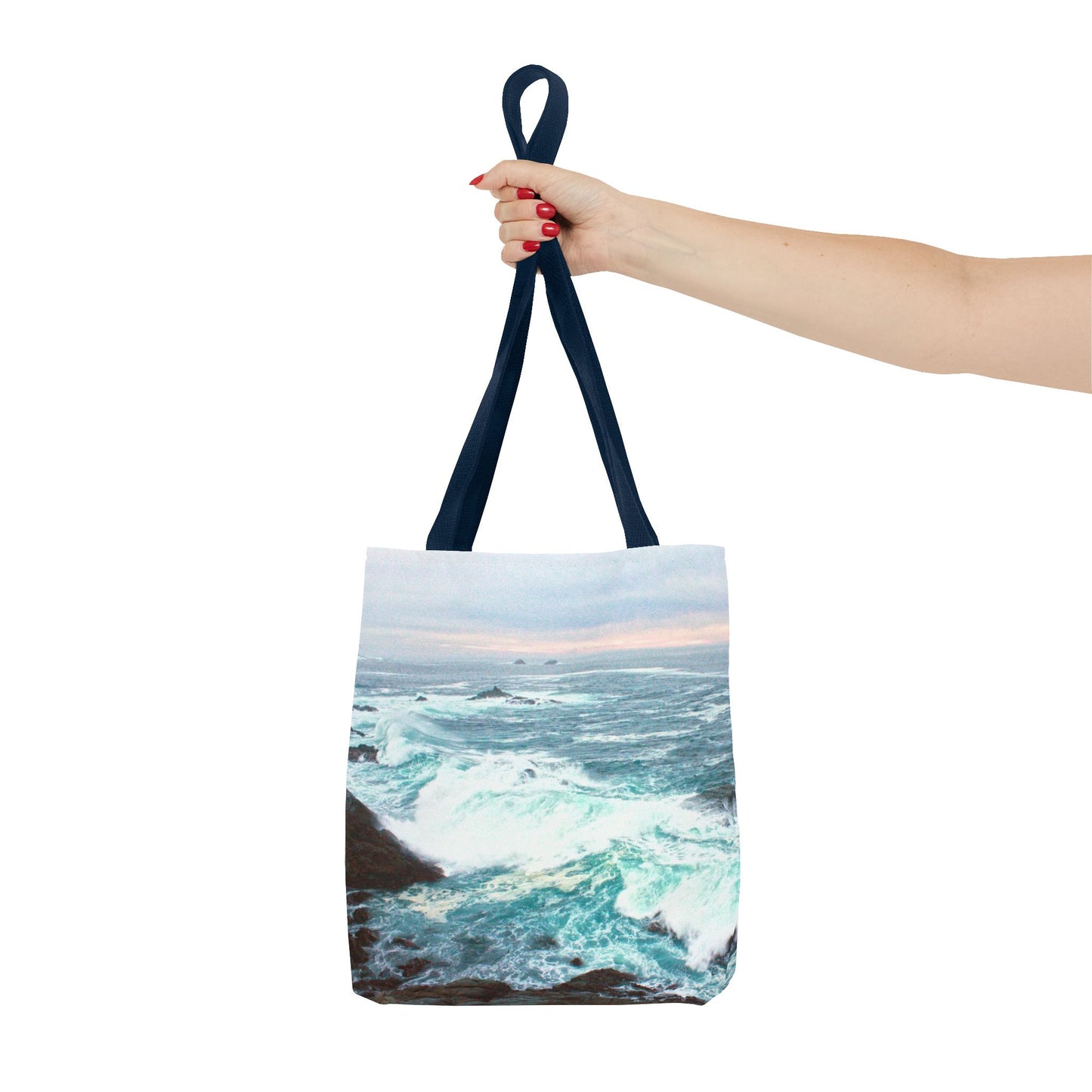 Big Sur Ocean Waves All-Over-Print Canvas Tote Bag — Coastal Beach Beachlife Design