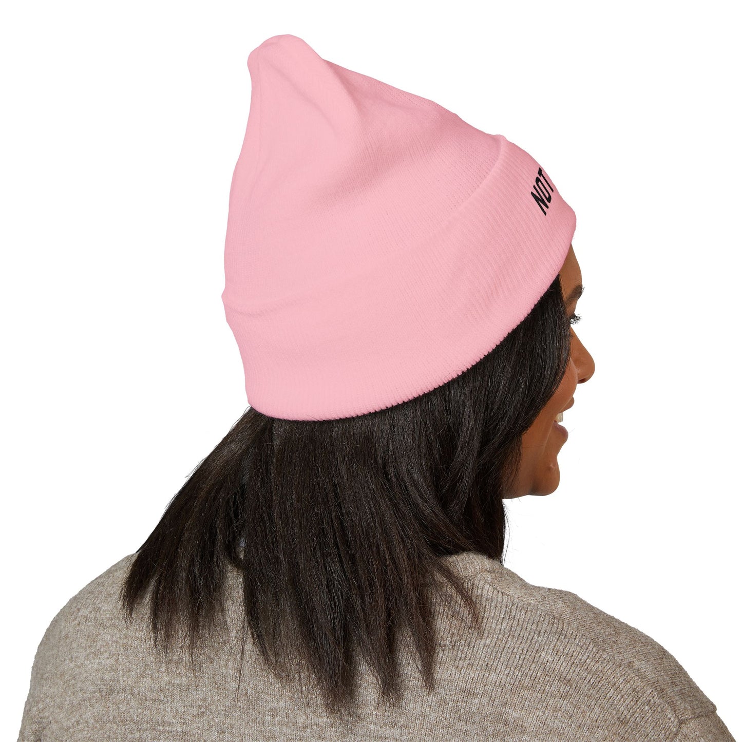 Not Guilty Embroidered Beanie — Classic Cuffed Knit Hat