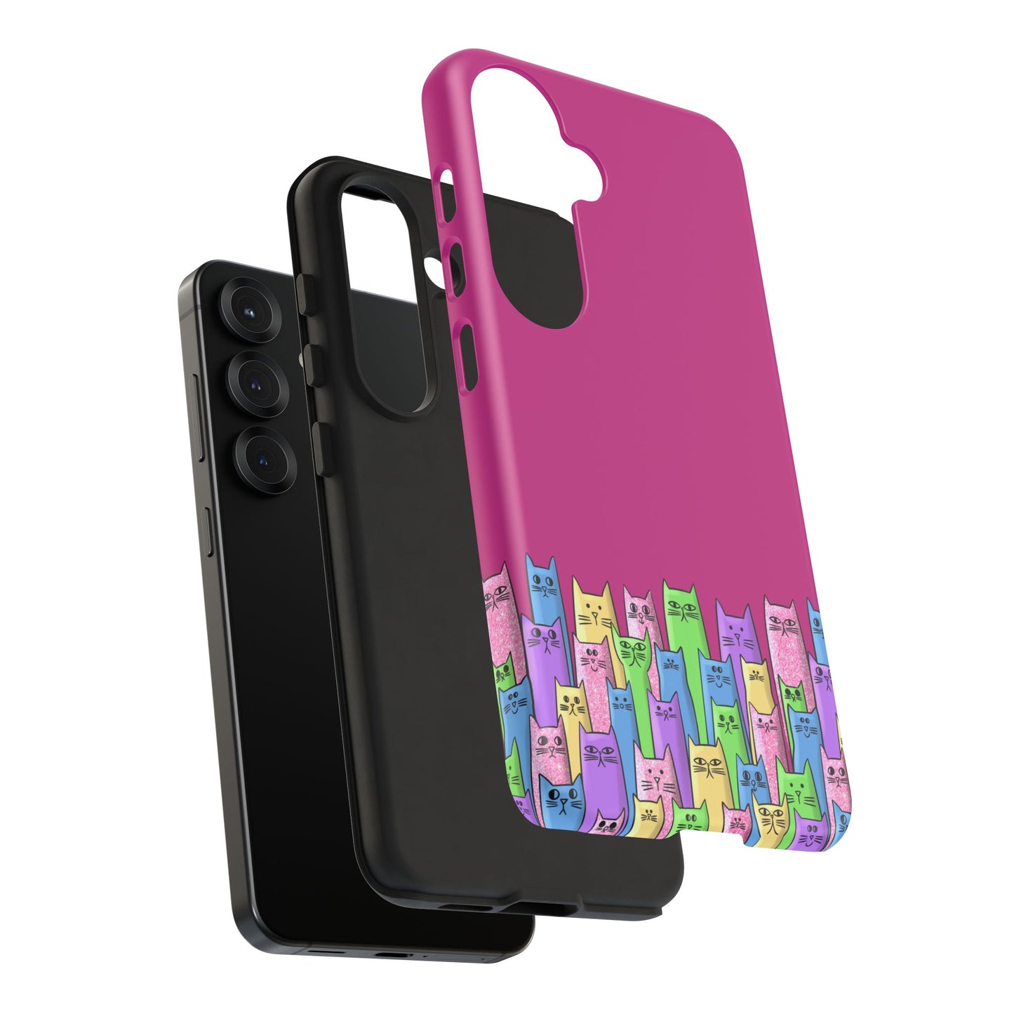 Bright Rainbow Cats Tough Phone Case — Durable Magenta Protective Cover