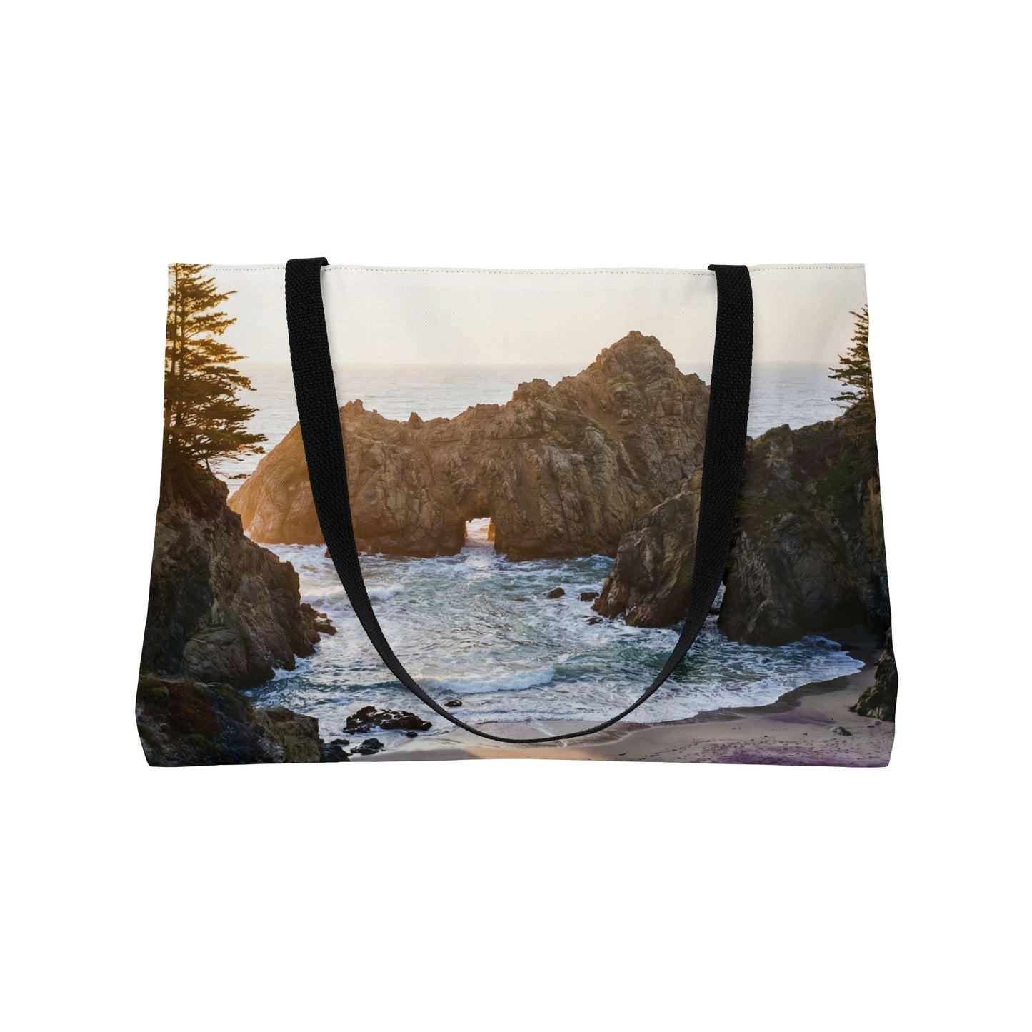 Big Sur Coastal Arch Weekender Tote Bag — Scenic Ocean Cliff Landscape Beach Bag