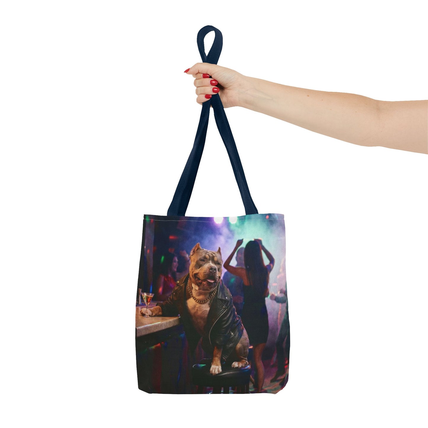 Bulldog Nightclub Tote Bag — Funny Party Dog All-Over Print Tote