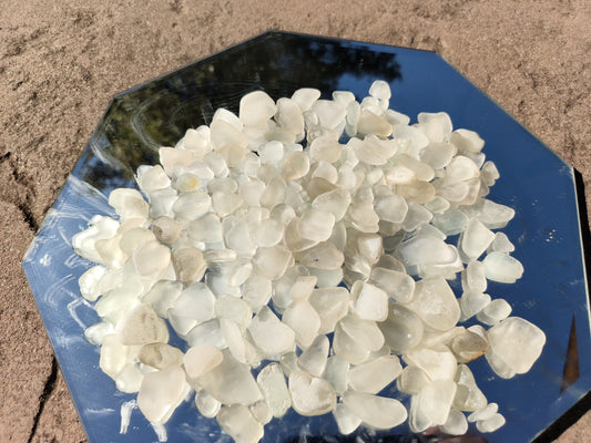 50 Hand Picked Small Ocean Tumbled Sea Glass Grades A & B White