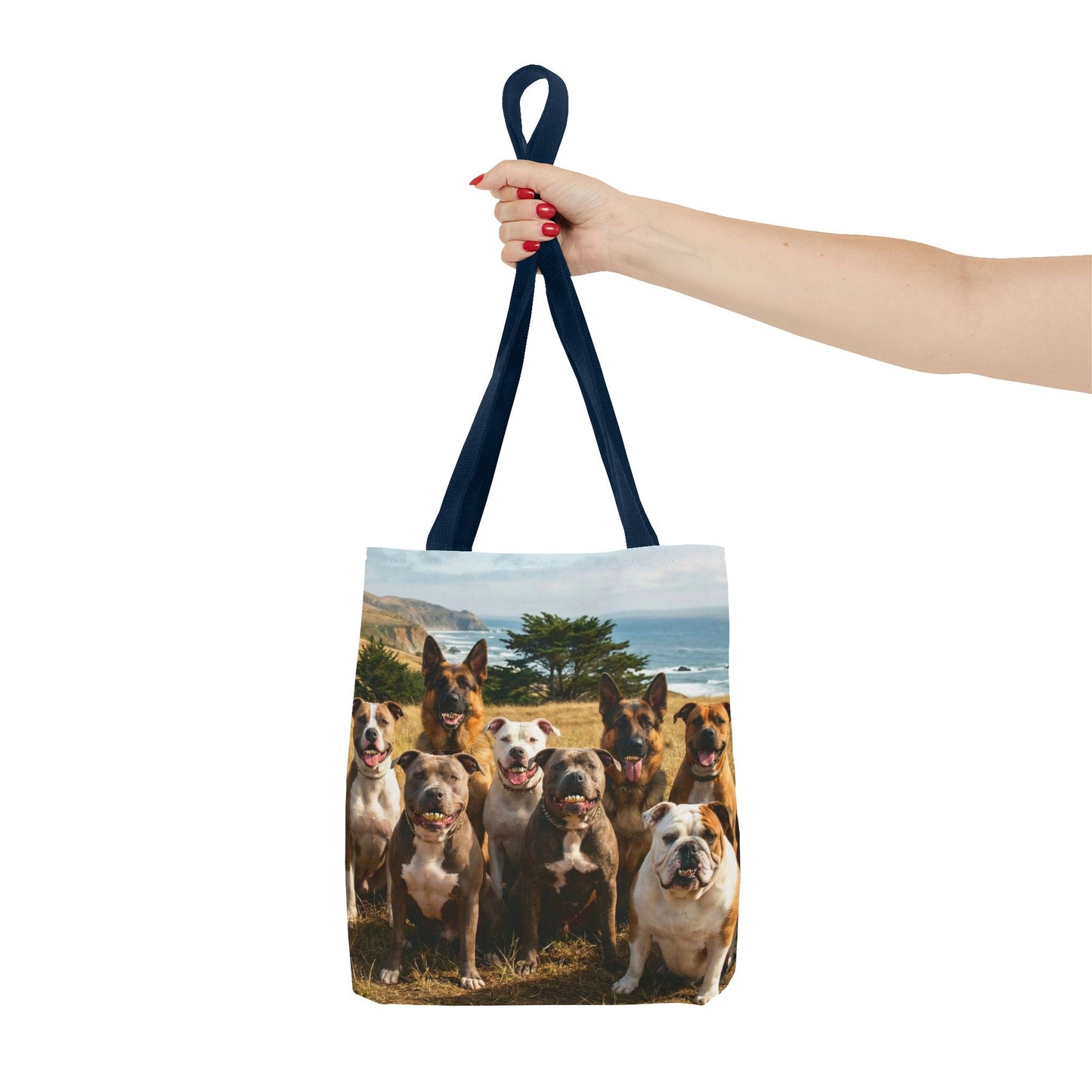 Dog Pack Beach Tote Bag — All-Over-Print Coastal Canine Canvas Tote