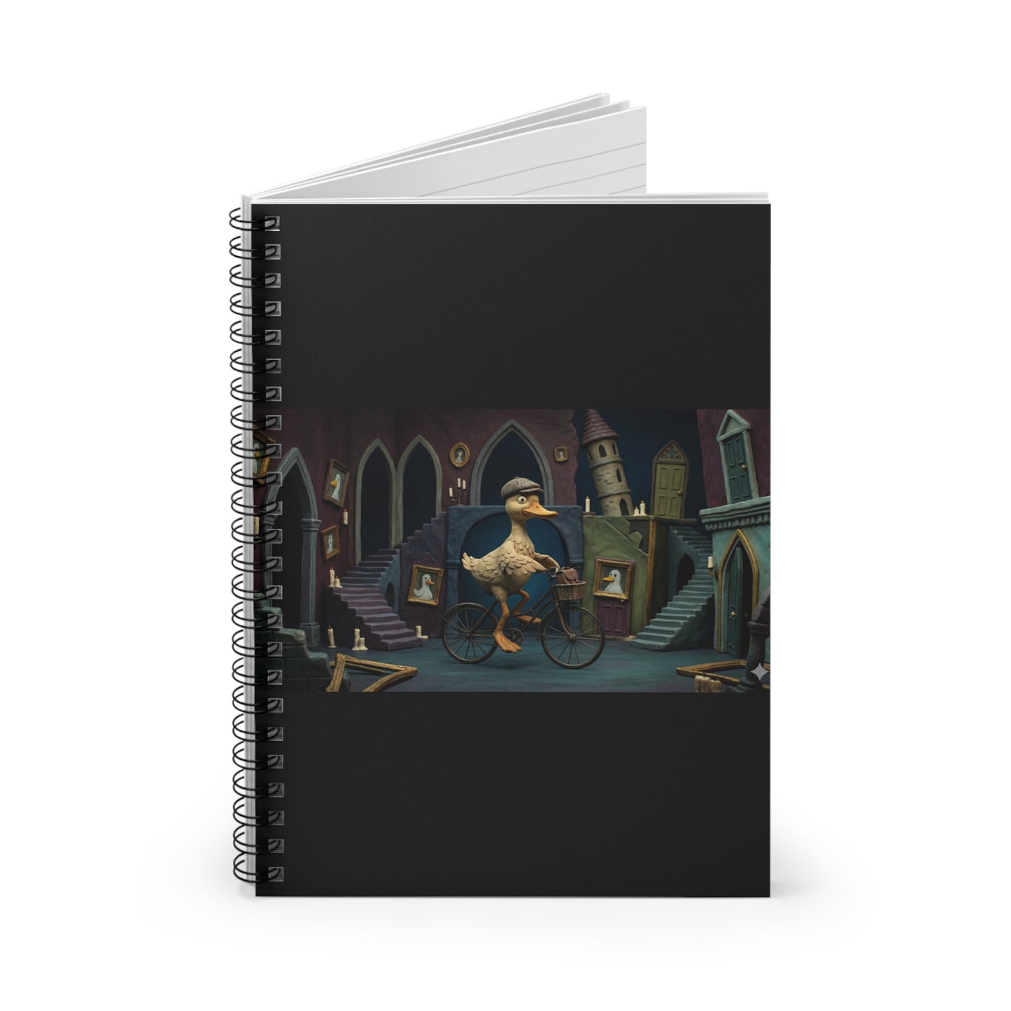 Spiral Notebook — Whimsical Duck Bicyclist Art Journal (Ruled)