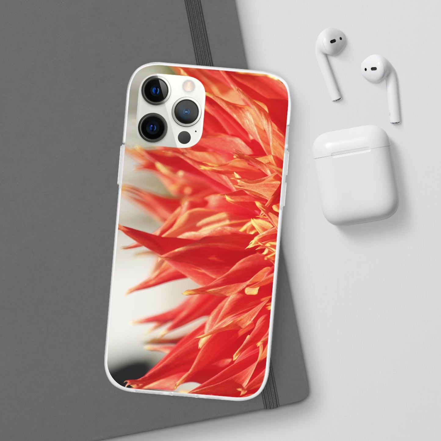 Red Dahlia Floral Phone Case — Slim Flexible Protective Cover