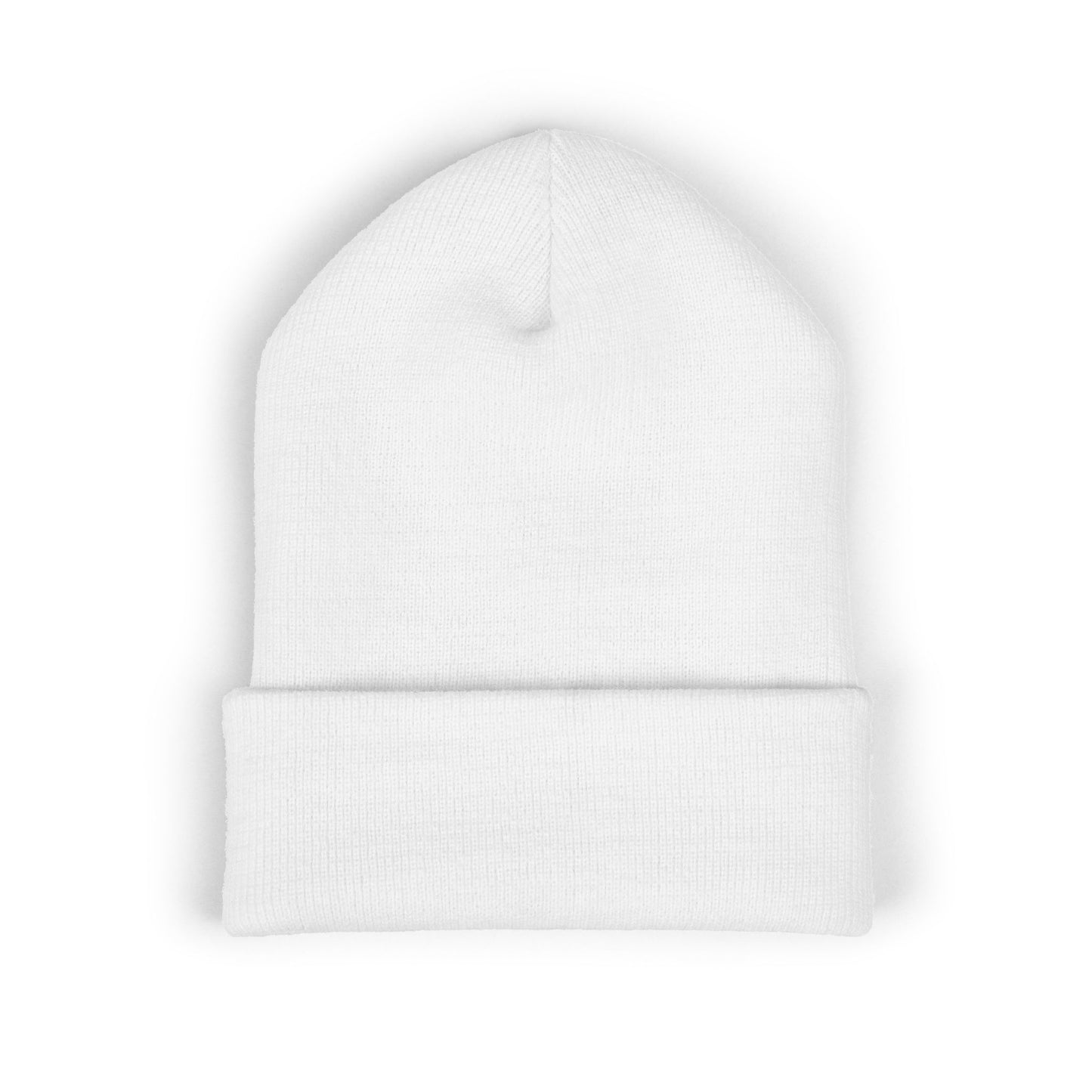 Not Guilty Embroidered Beanie — Classic Cuffed Knit Hat