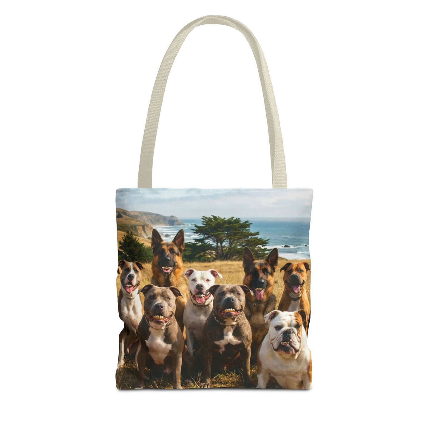 Dog Pack Beach Tote Bag — All-Over-Print Coastal Canine Canvas Tote