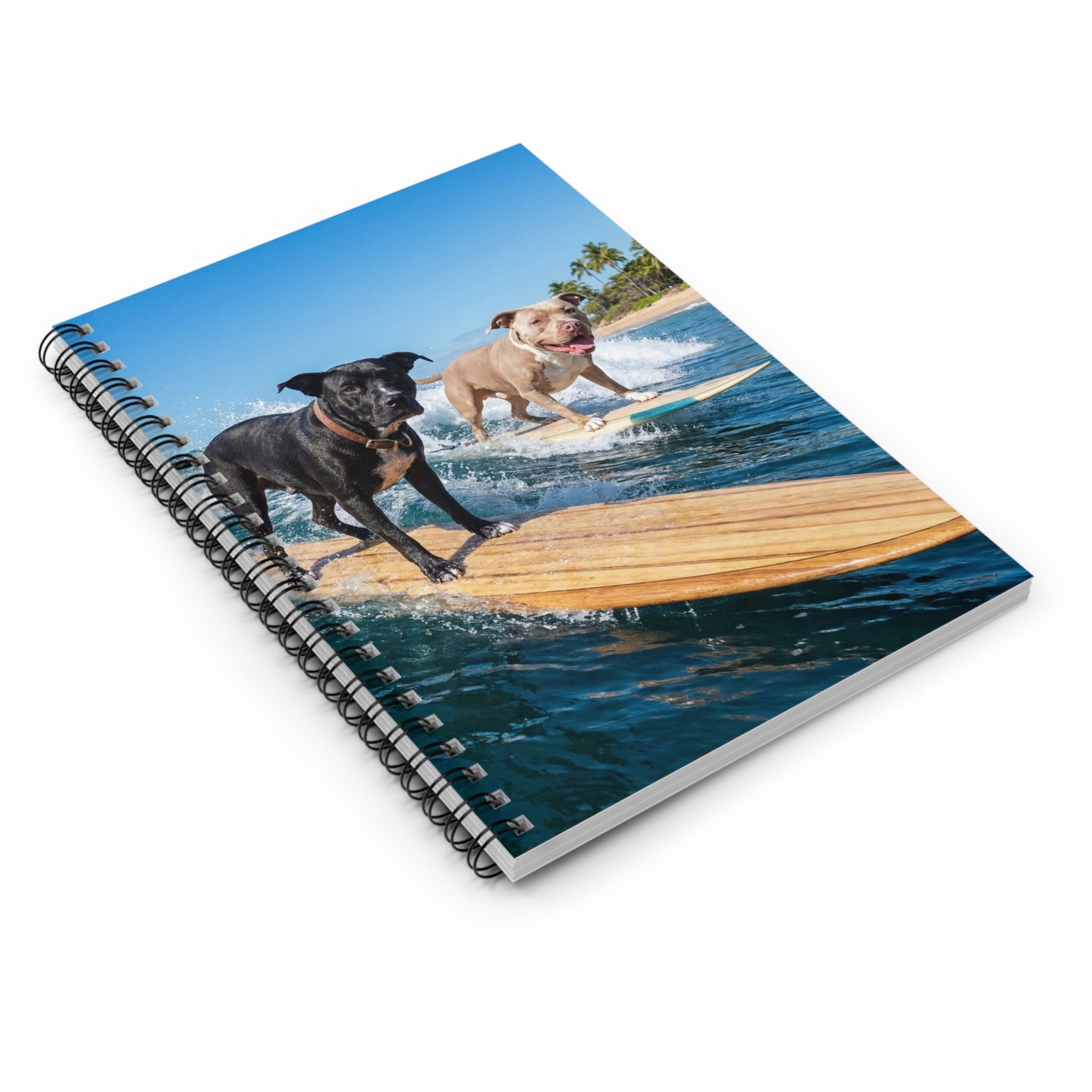Dogs Surfing Spiral Notebook - Ruled Line
