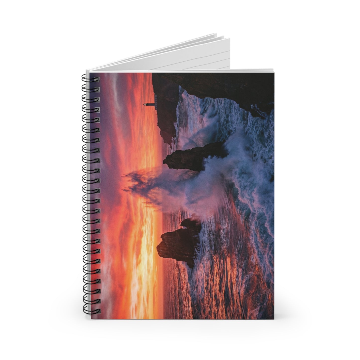 Sunset Ocean Waves Spiral Notebook — Ruled Journal for Travel, Beach & Nature Lovers