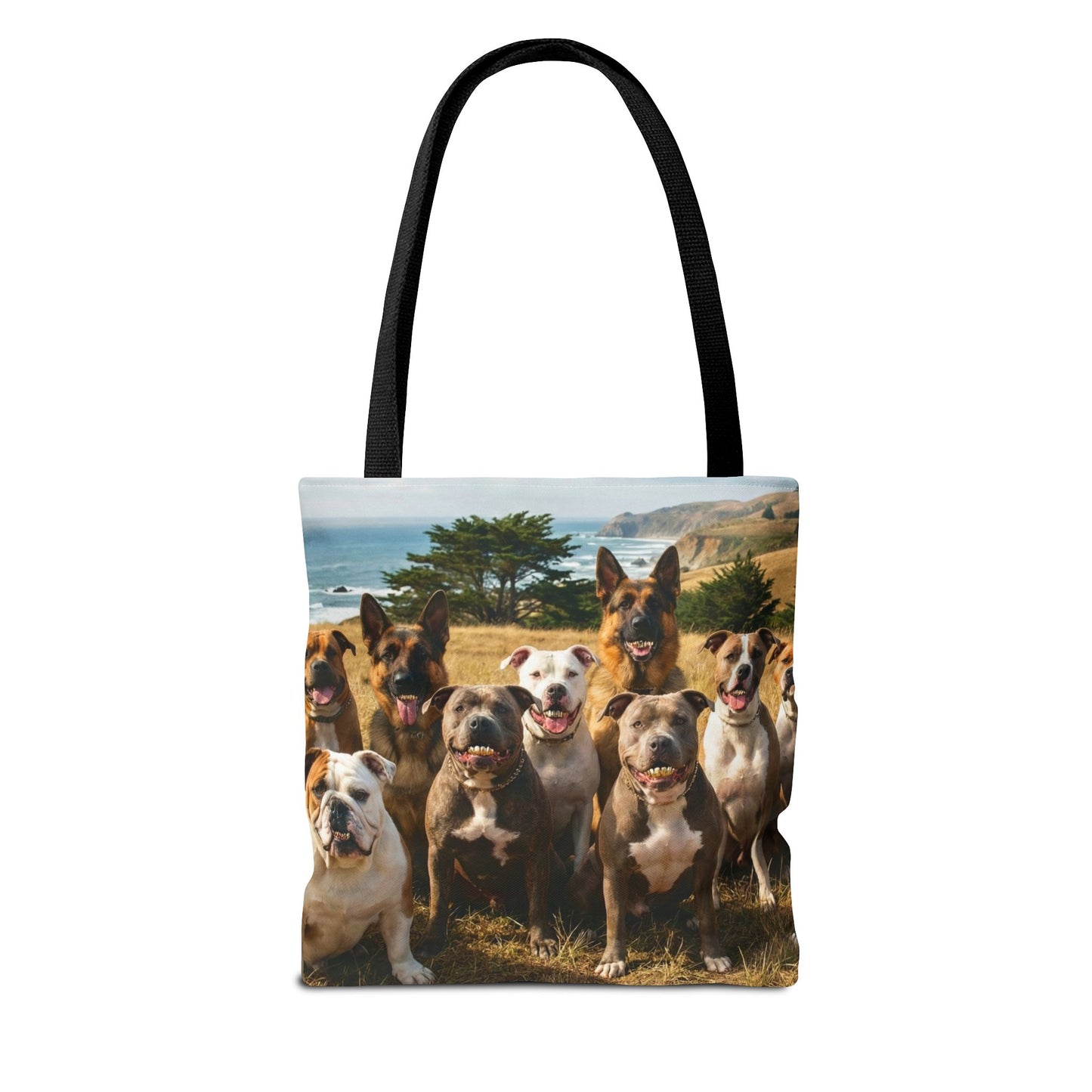 Dog Pack Beach Tote Bag — All-Over-Print Coastal Canine Canvas Tote