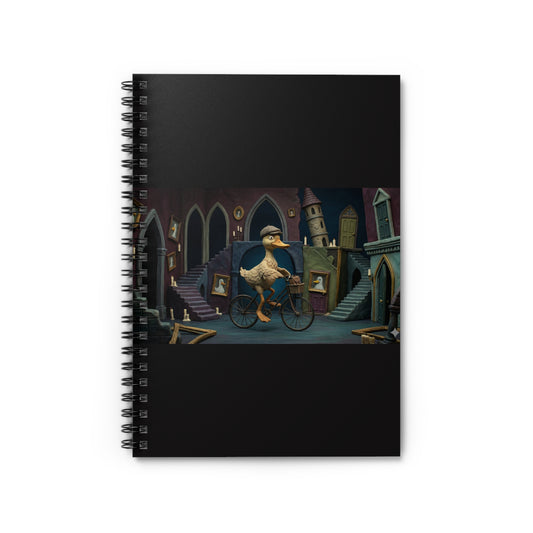 Spiral Notebook — Whimsical Duck Bicyclist Art Journal (Ruled)
