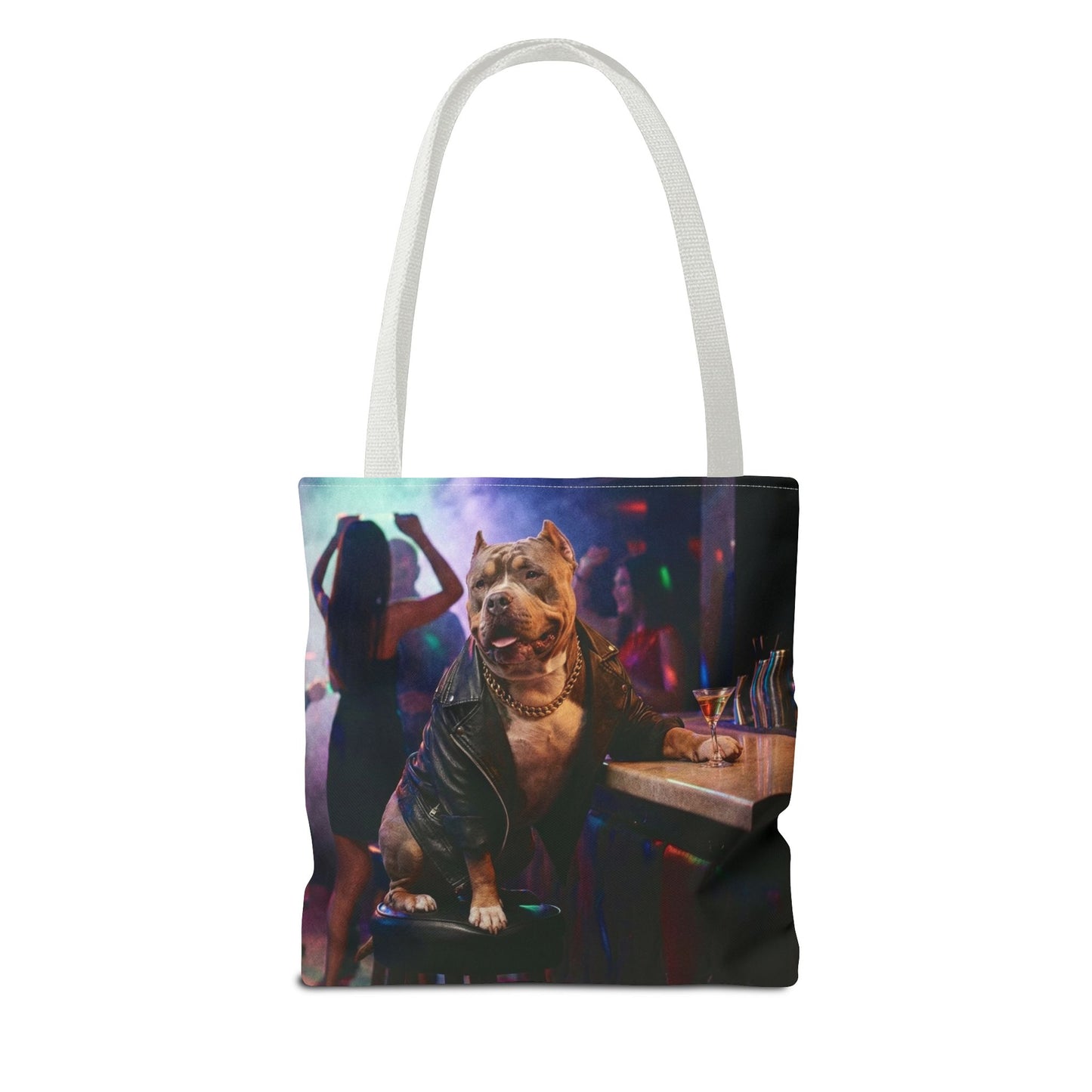Bulldog Nightclub Tote Bag — Funny Party Dog All-Over Print Tote
