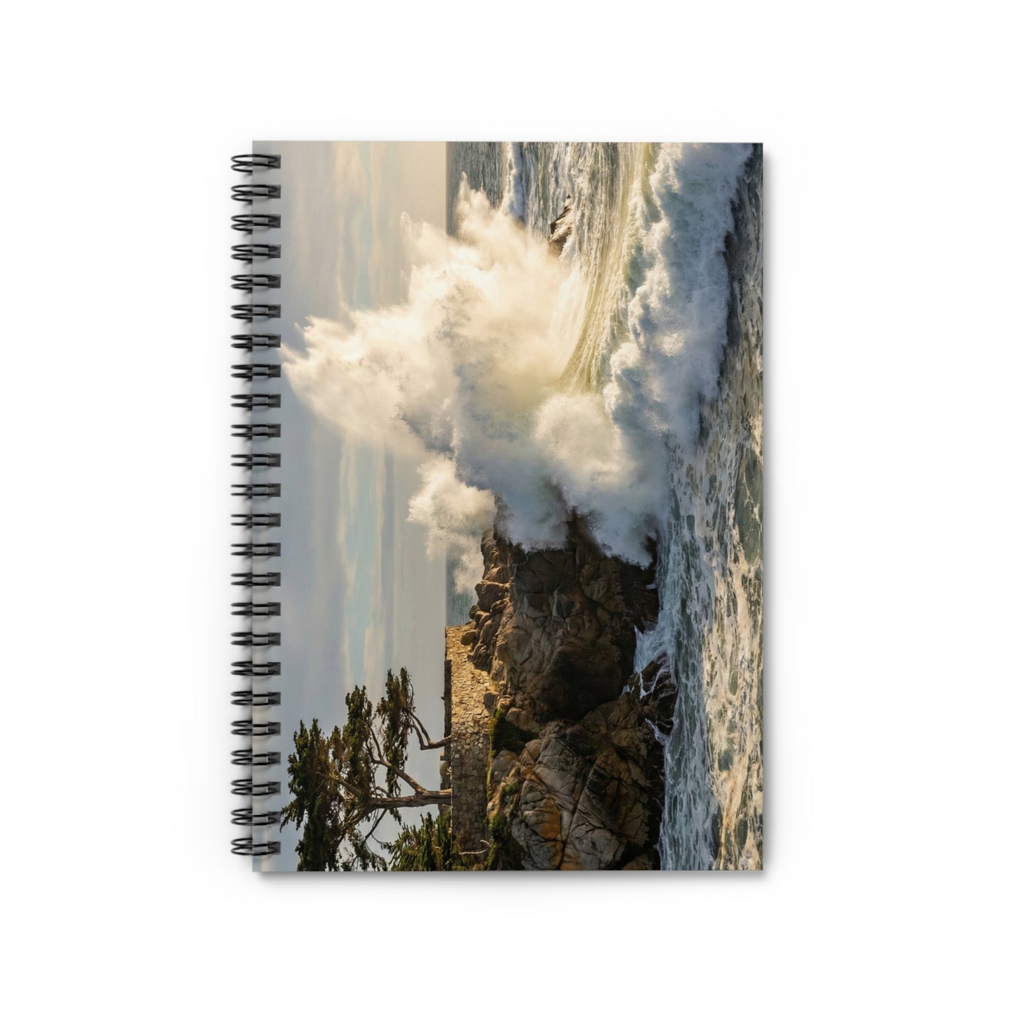 Coastal Wave Splash Spiral Notebook — Ocean Photography Ruled Journal