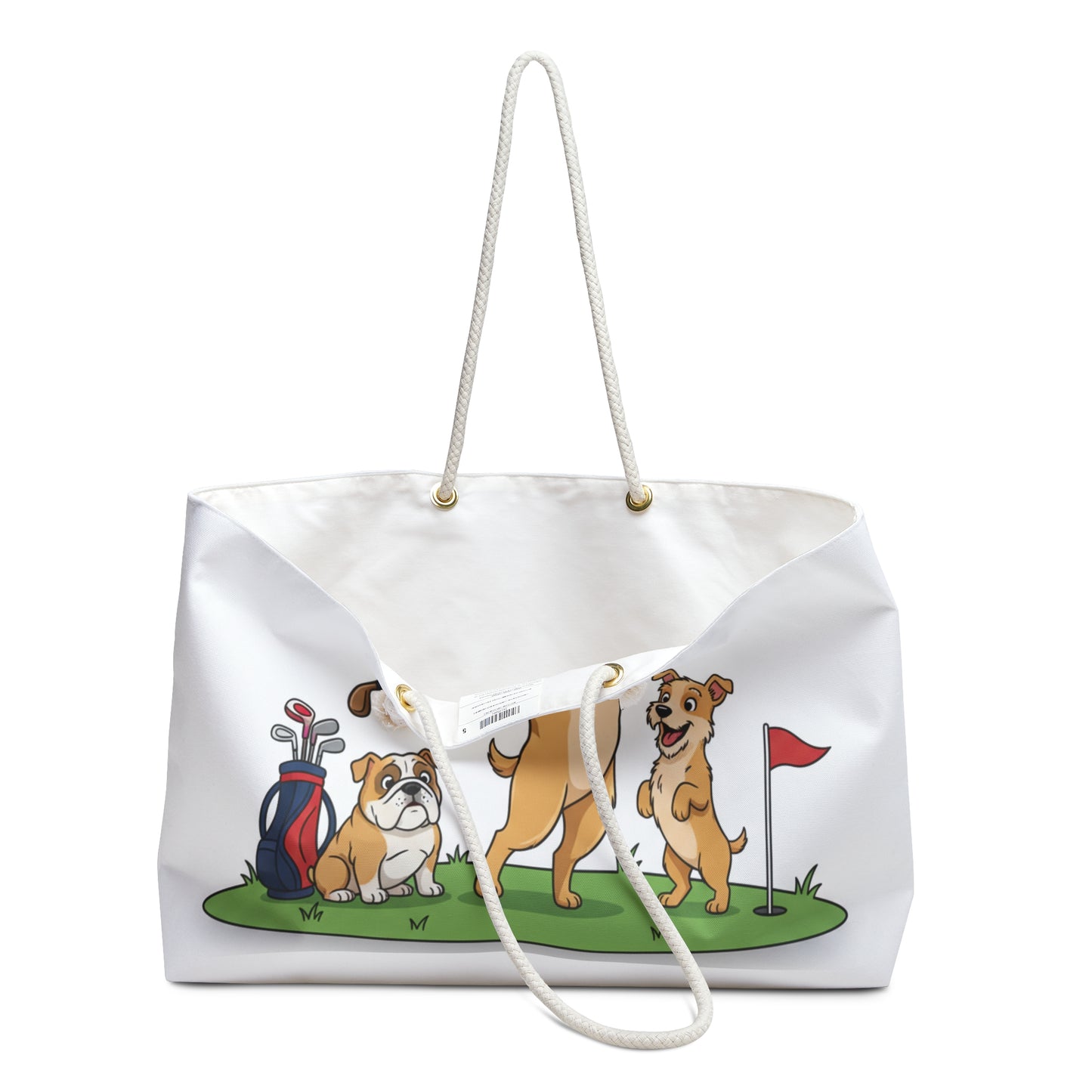Golf Dogs Cartoon Weekender Bag — Cute Golfing Puppy Travel Tote