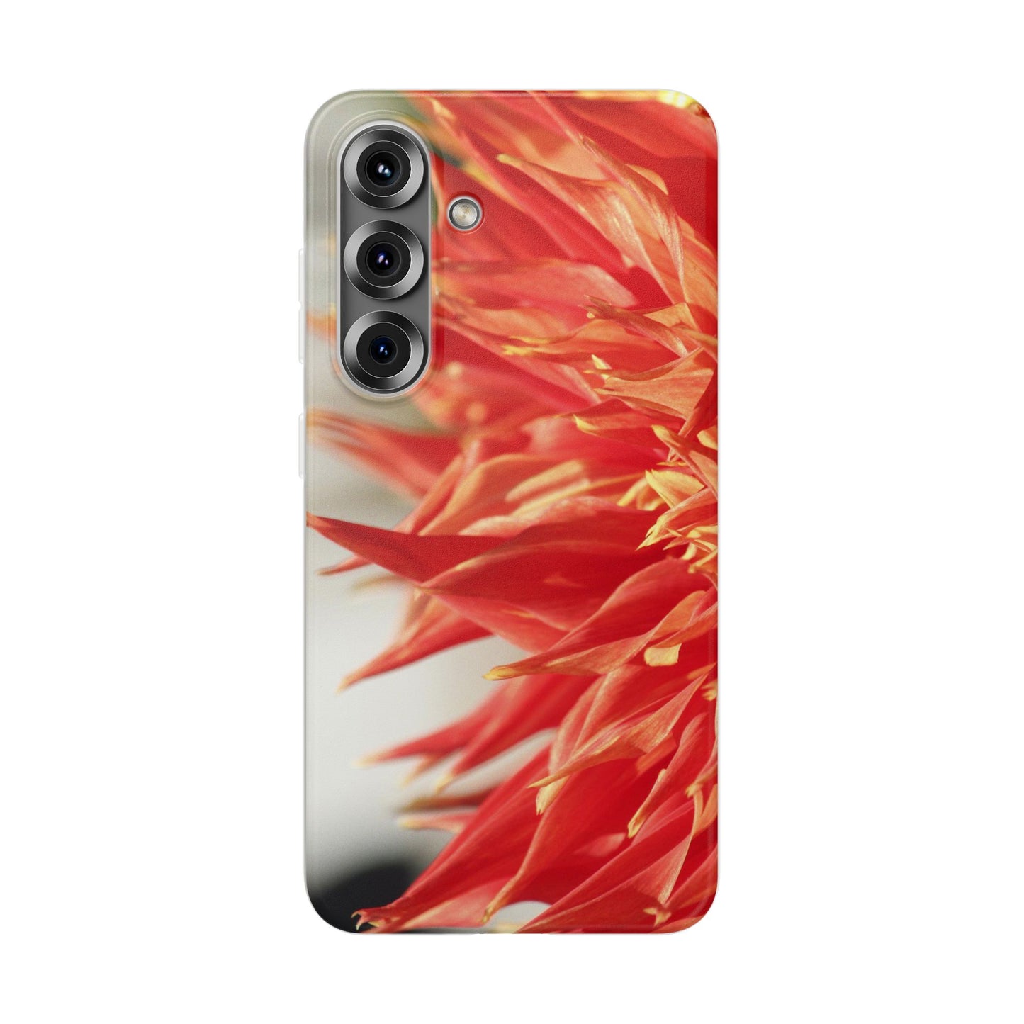 Red Dahlia Floral Phone Case — Slim Flexible Protective Cover