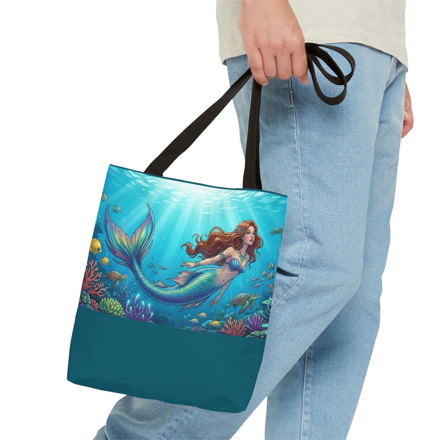Mermaid Ocean Tote Bag – Colorful Underwater Sea Life Beach Bag