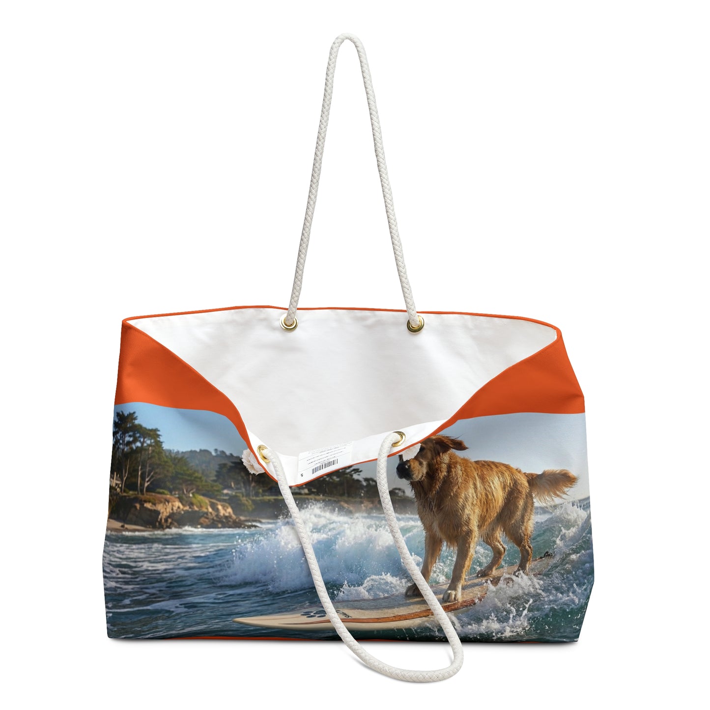 Surfing Golden Retriever Weekender Bag — Beach Travel Tote