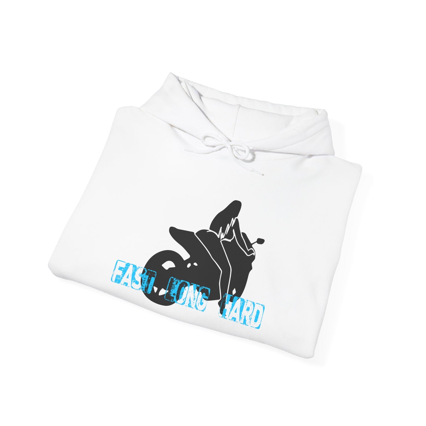 Hoodie - Chick Ride Motorbike Rider Graphic "Fast Long Hard"