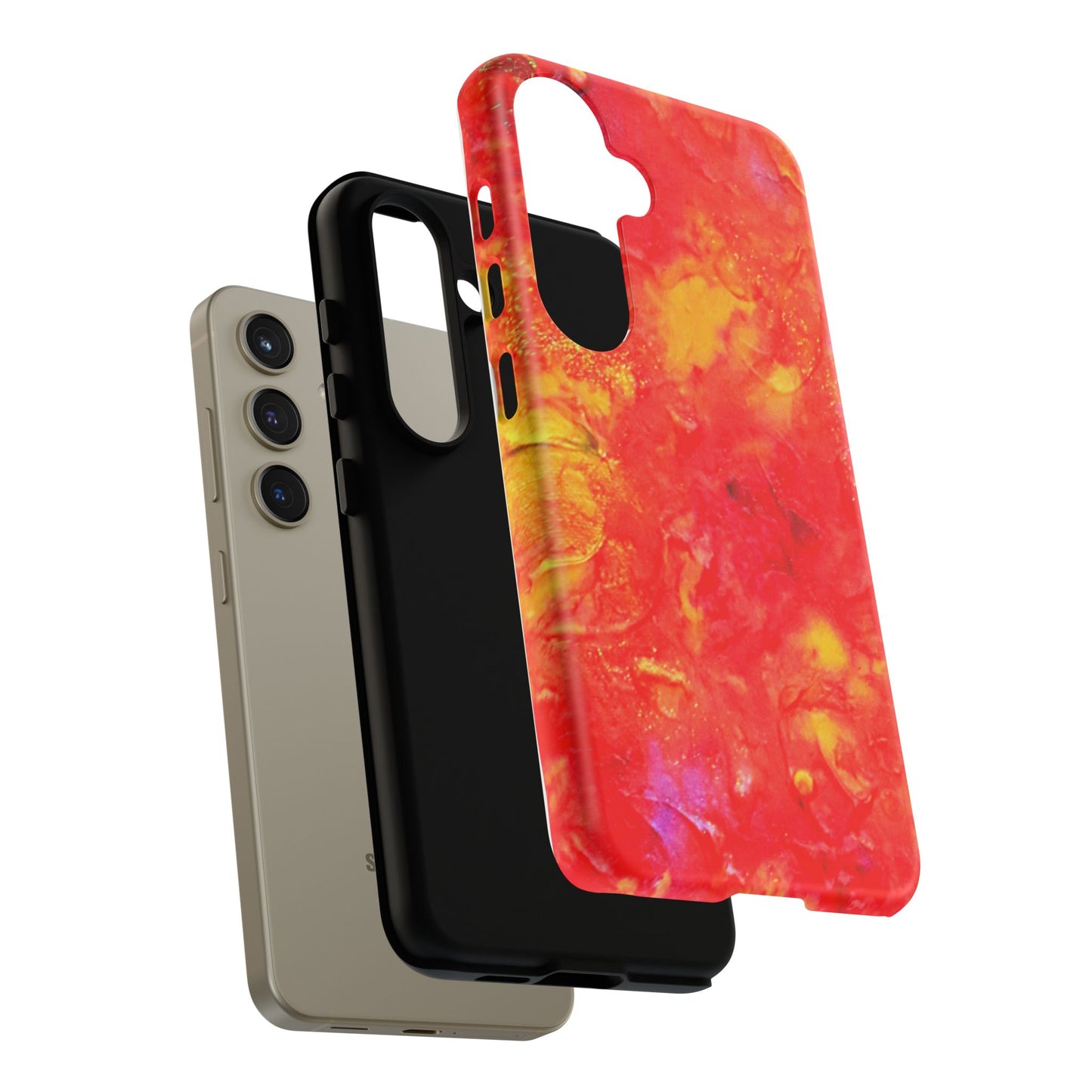 Red Marble Tough Phone Case — Vibrant Abstract Protective Cover