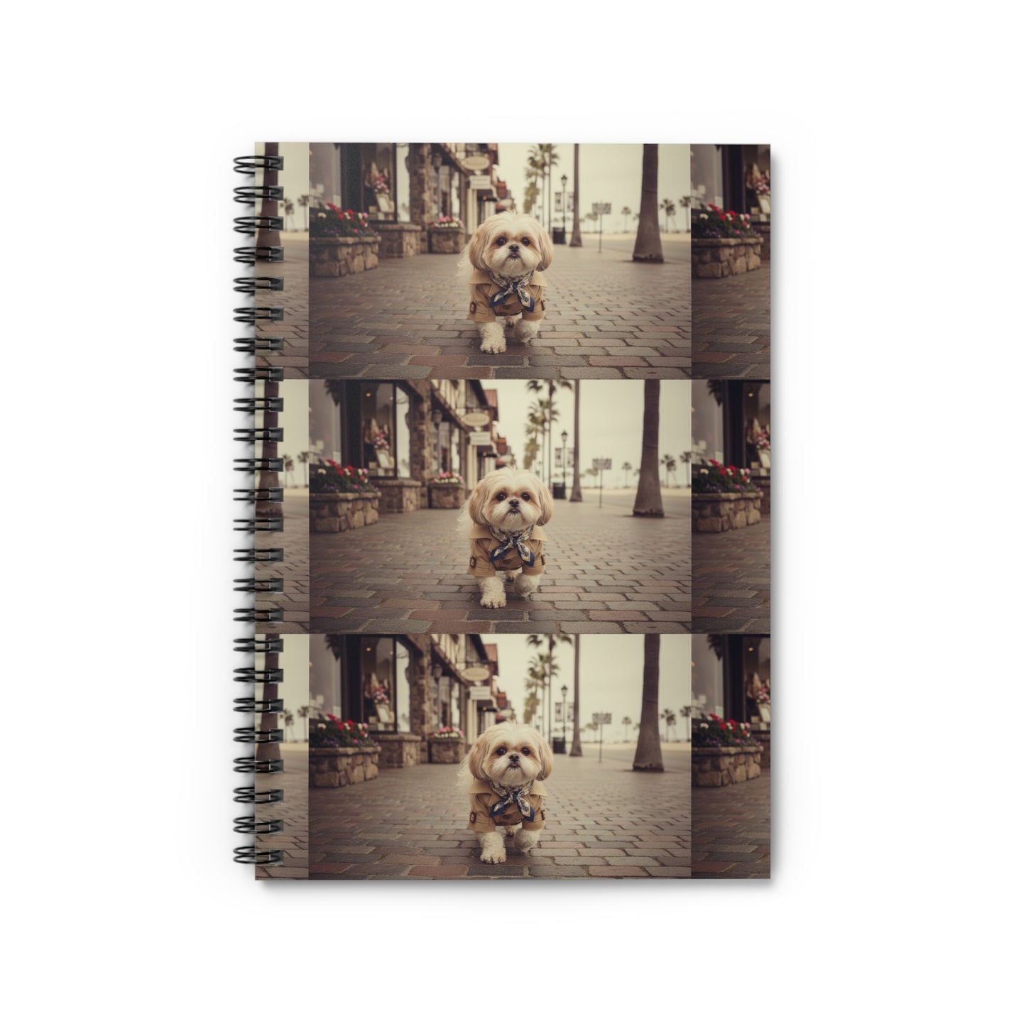 Cute Puppy Cityscape Spiral Notebook — Ruled Journal for Dog Lovers