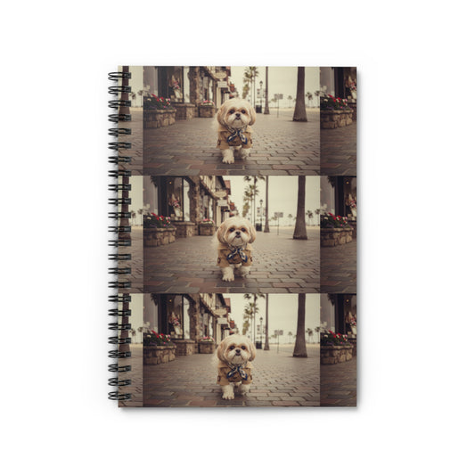 Cute Puppy Cityscape Spiral Notebook — Ruled Journal for Dog Lovers