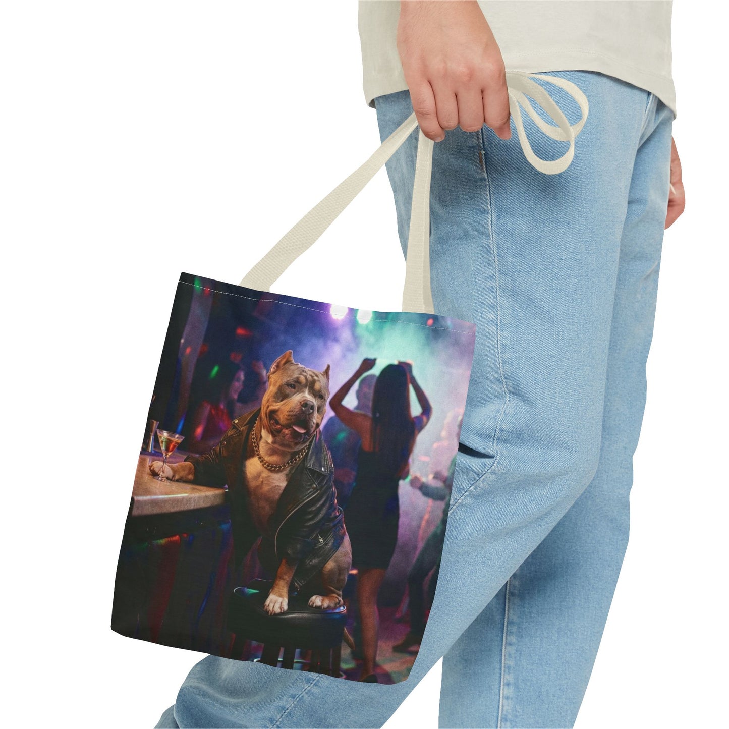 Bulldog Nightclub Tote Bag — Funny Party Dog All-Over Print Tote