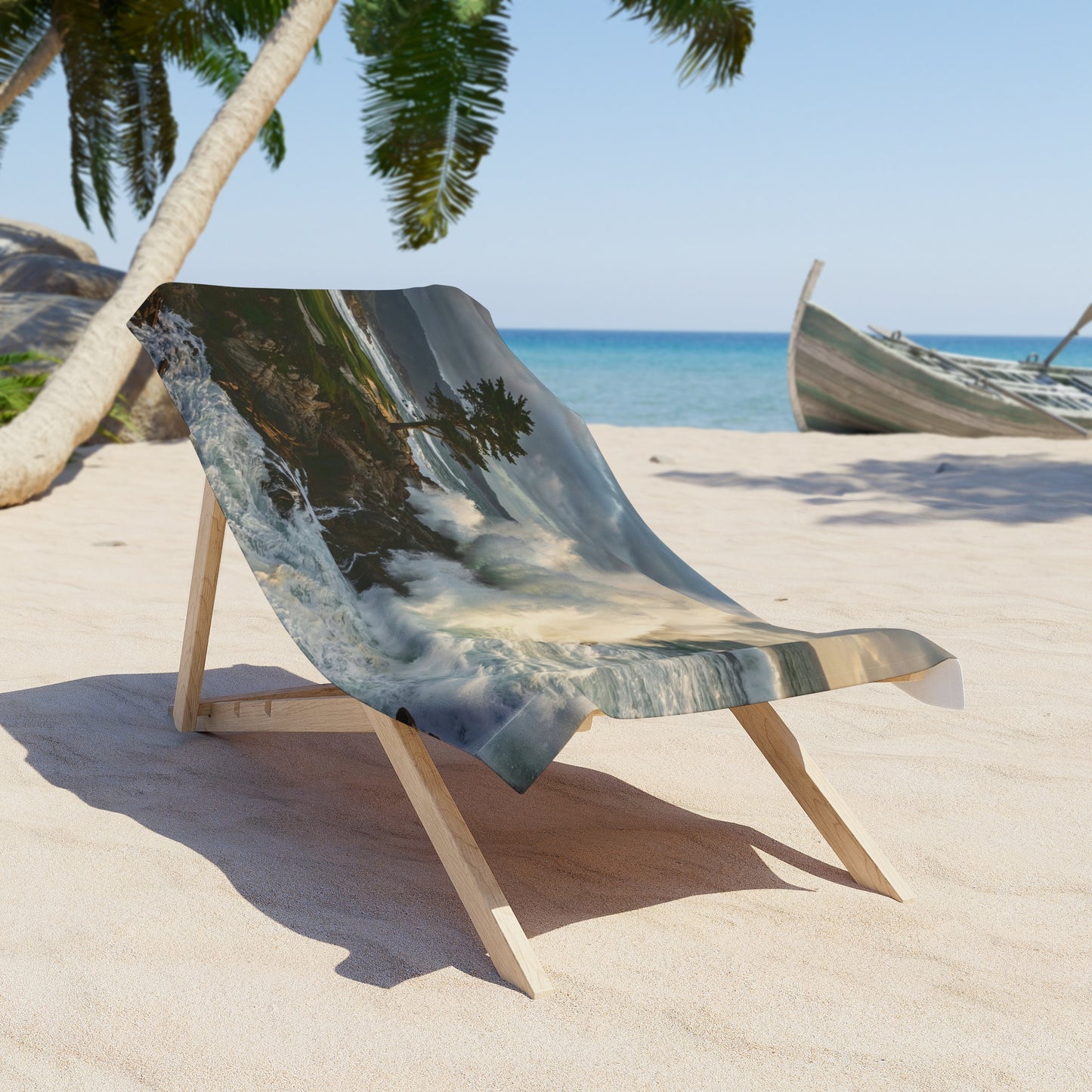 Ocean Wave Crash Beach Towel — Dramatic Seascape Coastal Towel