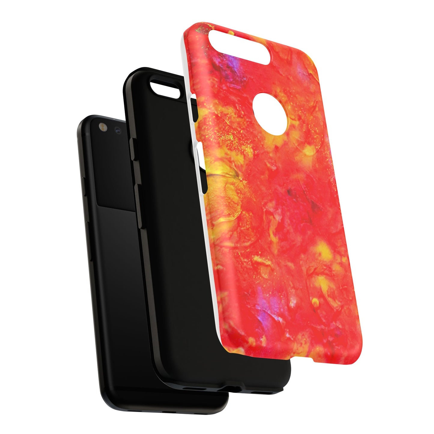 Red Marble Tough Phone Case — Vibrant Abstract Protective Cover