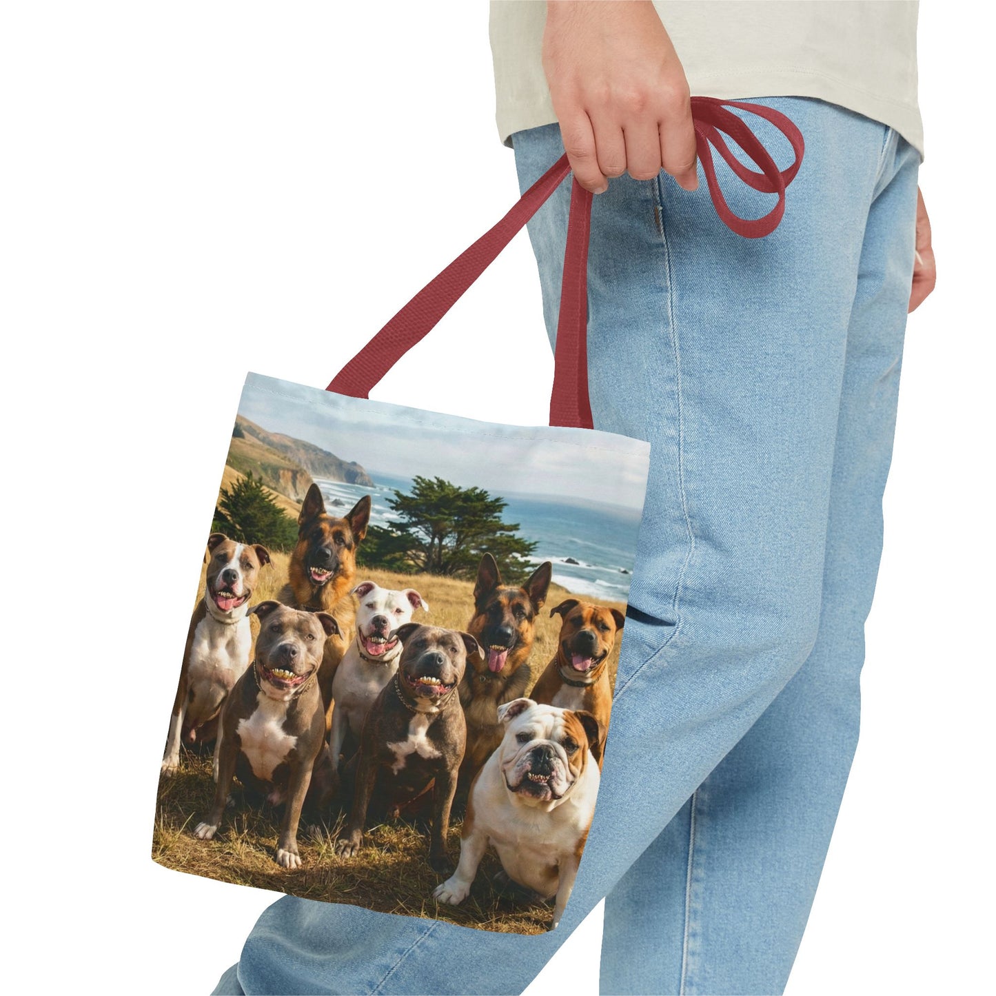Dog Pack Beach Tote Bag — All-Over-Print Coastal Canine Canvas Tote
