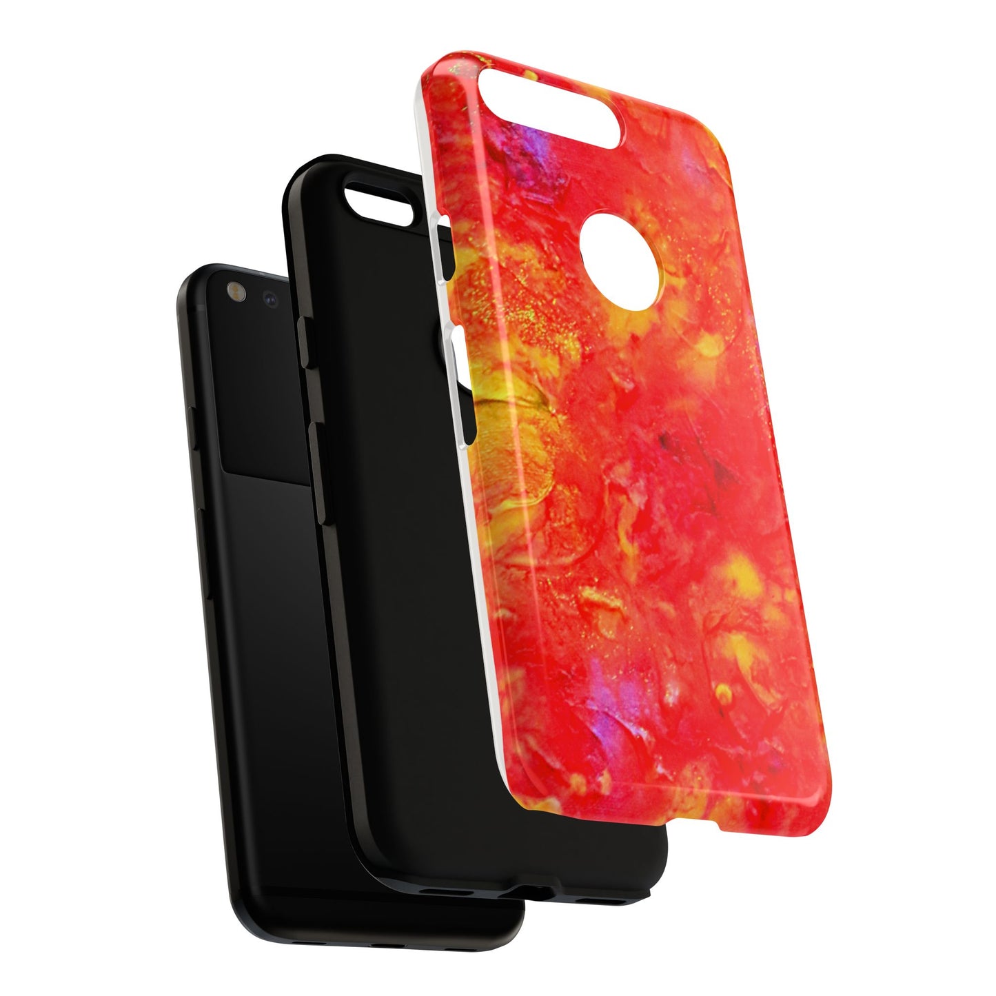 Red Marble Tough Phone Case — Vibrant Abstract Protective Cover