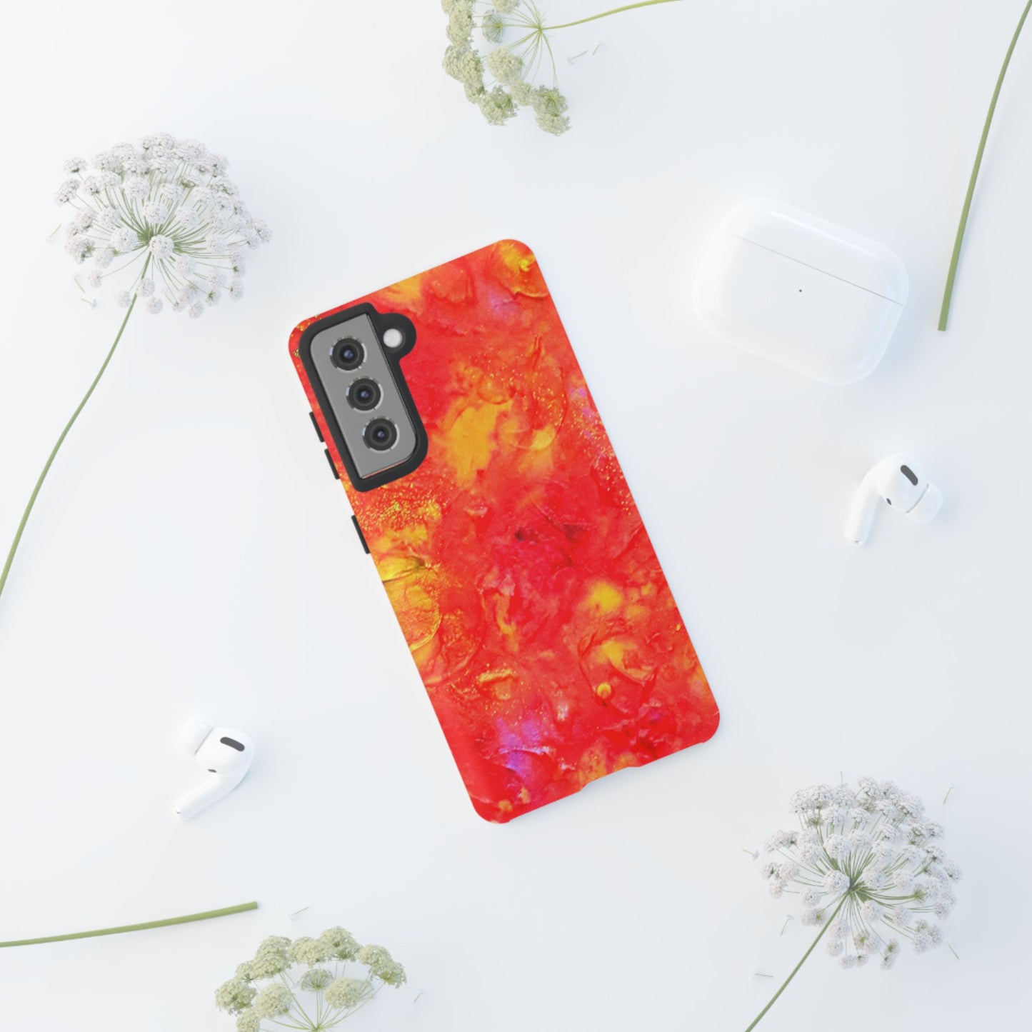 Red Marble Tough Phone Case — Vibrant Abstract Protective Cover