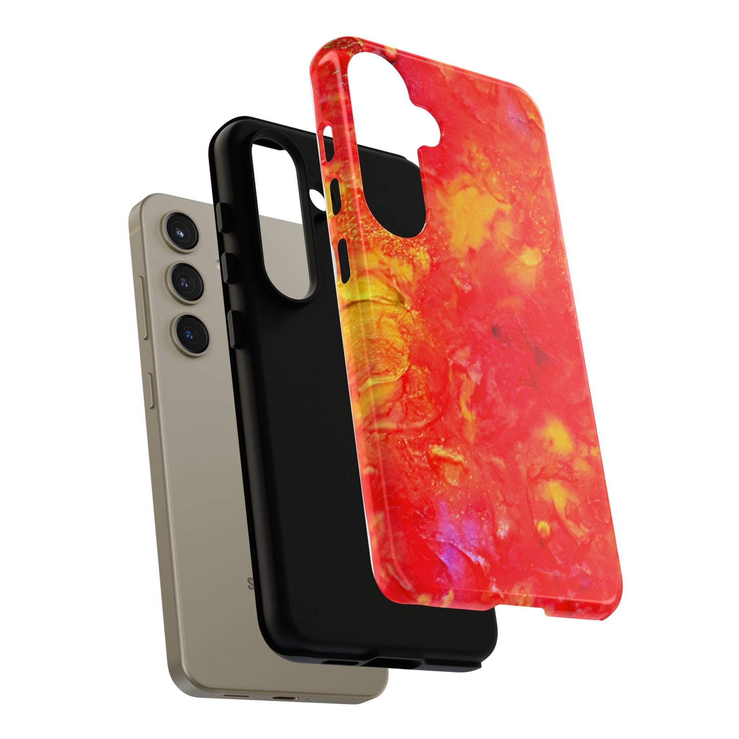 Red Marble Tough Phone Case — Vibrant Abstract Protective Cover