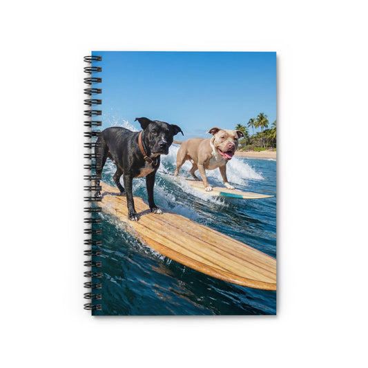 Dogs Surfing Spiral Notebook - Ruled Line