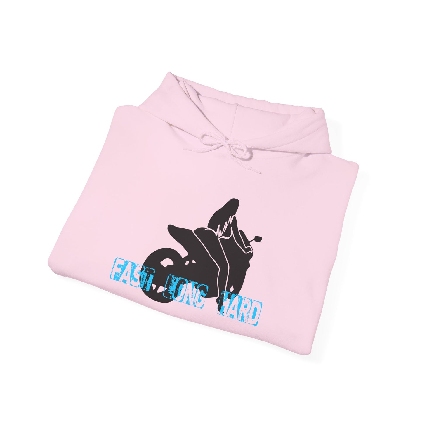Hoodie - Chick Ride Motorbike Rider Graphic "Fast Long Hard"