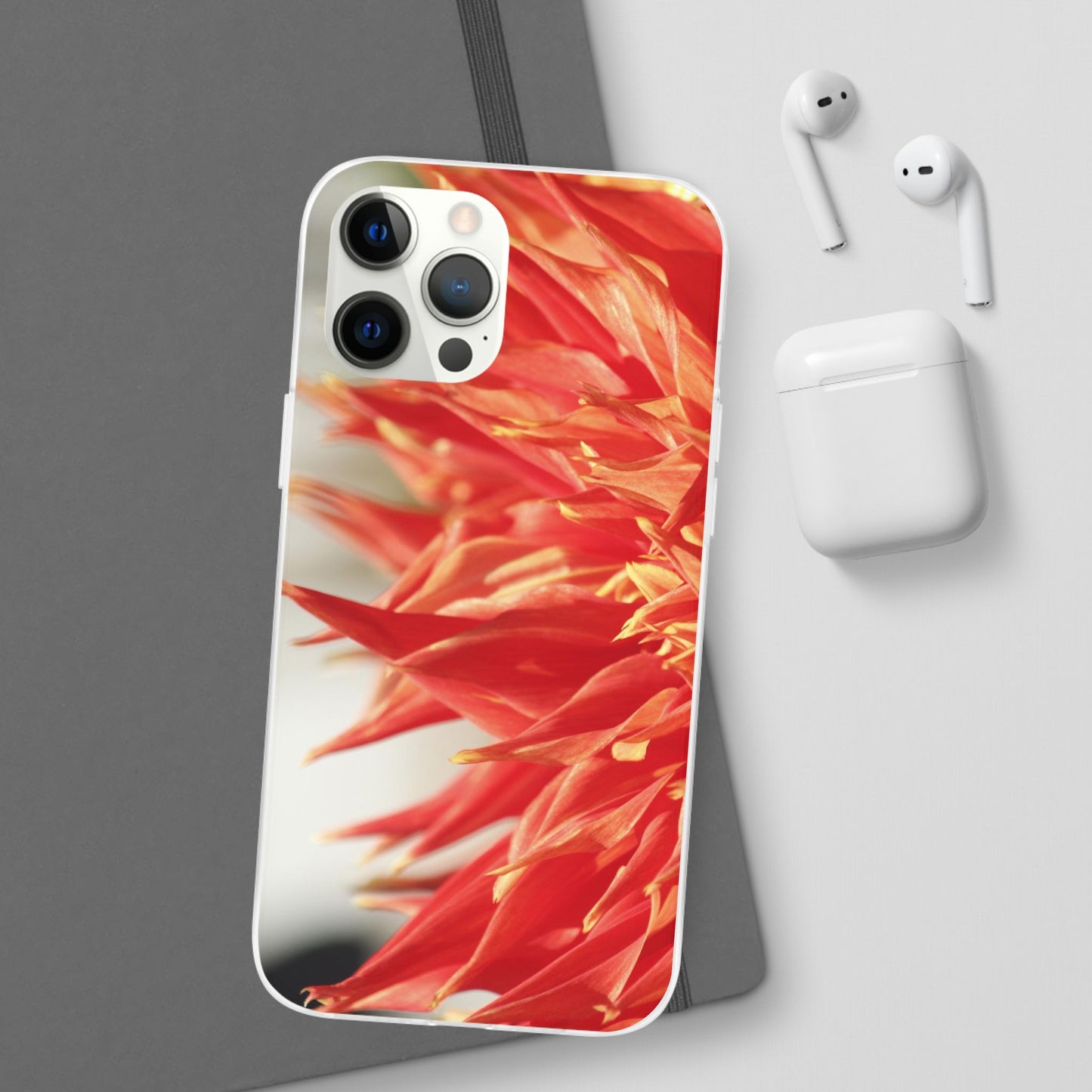 Red Dahlia Floral Phone Case — Slim Flexible Protective Cover