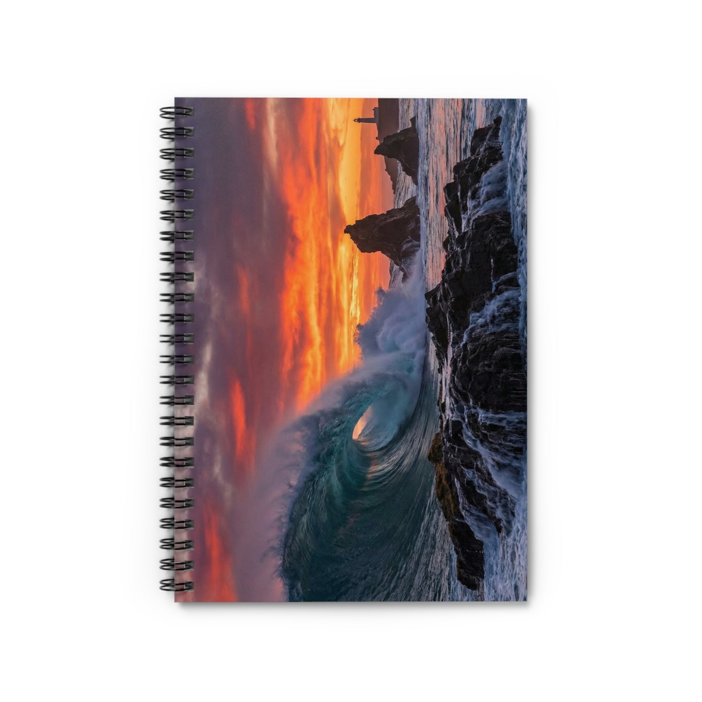Ocean Wave Sunset Spiral Notebook — Ruled Journal for Beach Lovers & Travel Notes
