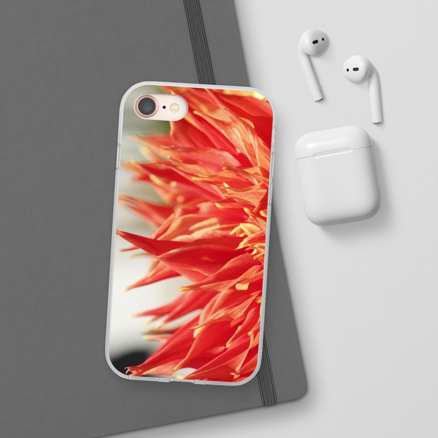 Red Dahlia Floral Phone Case — Slim Flexible Protective Cover