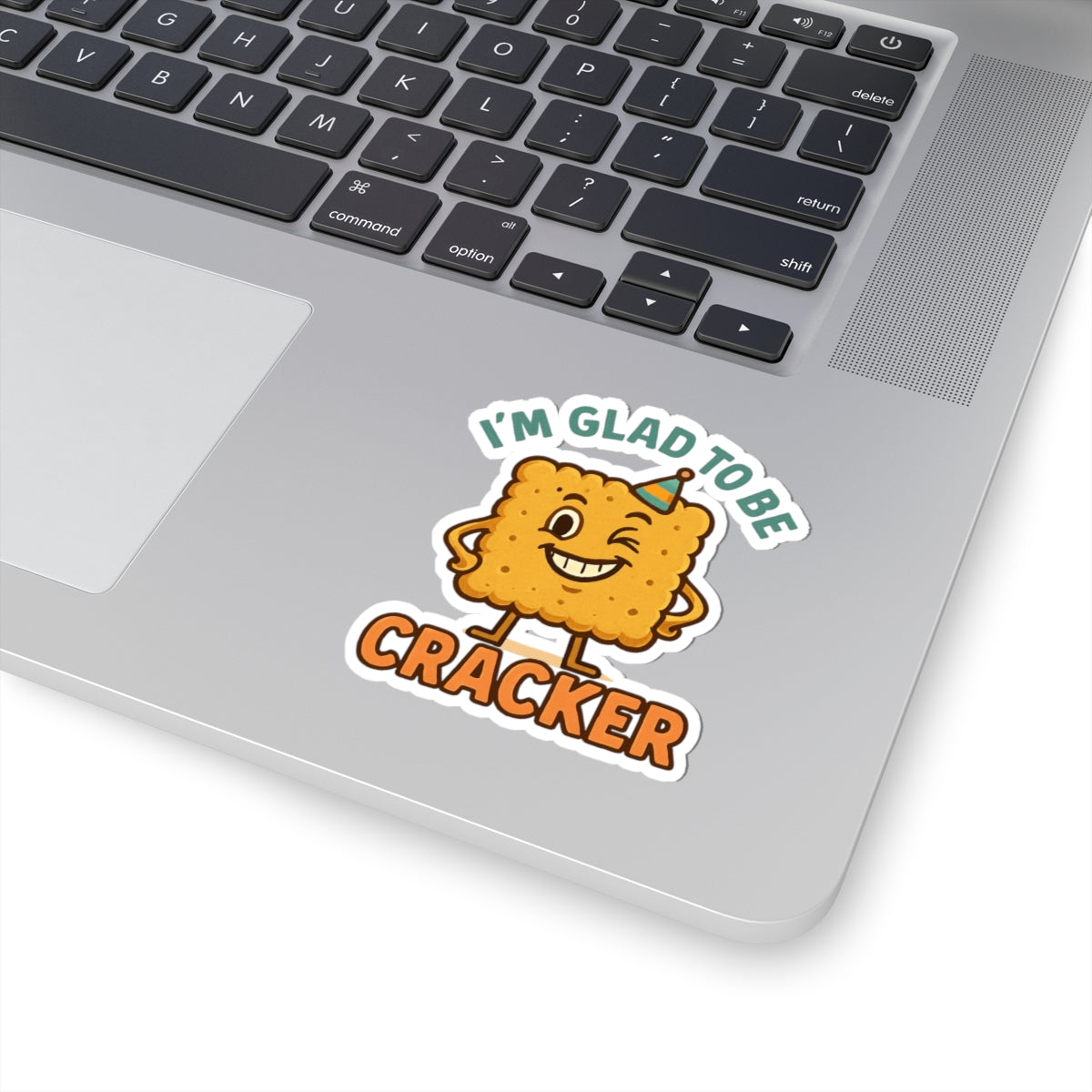 I'm Glad to Be Cracker Kiss-Cut Sticker — Cute Party Cracker Character Sticker