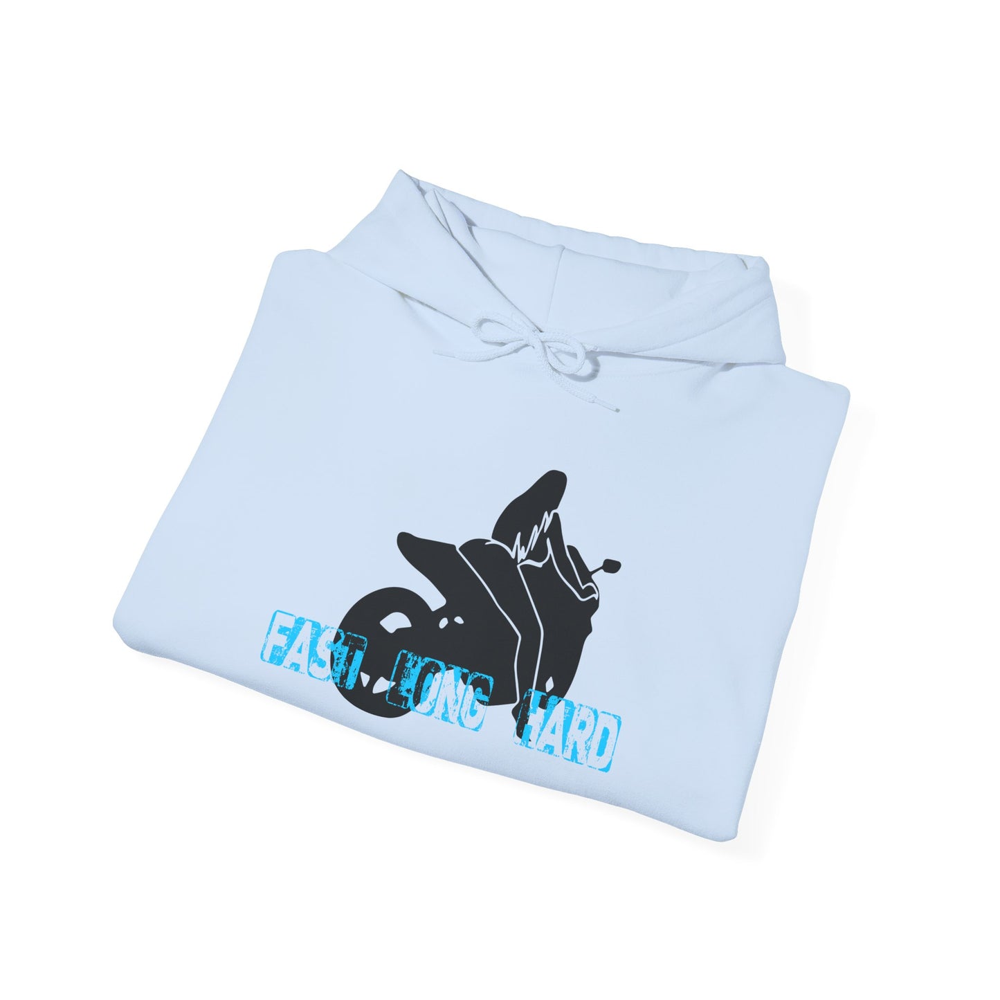 Hoodie - Chick Ride Motorbike Rider Graphic "Fast Long Hard"