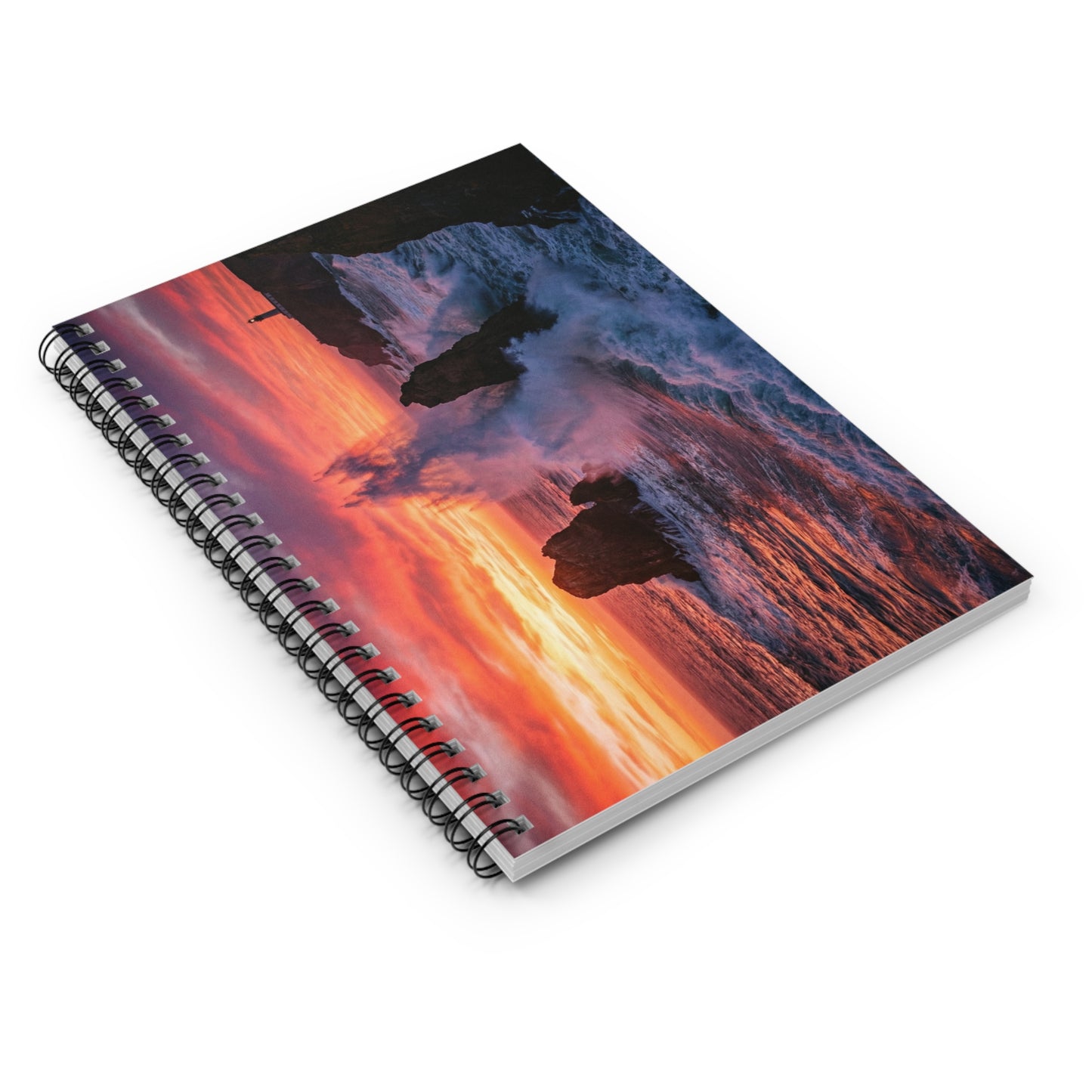 Sunset Ocean Waves Spiral Notebook — Ruled Journal for Travel, Beach & Nature Lovers