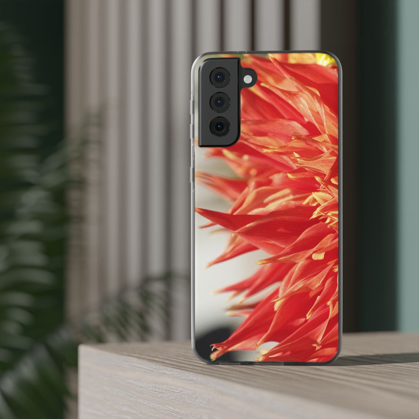 Red Dahlia Floral Phone Case — Slim Flexible Protective Cover