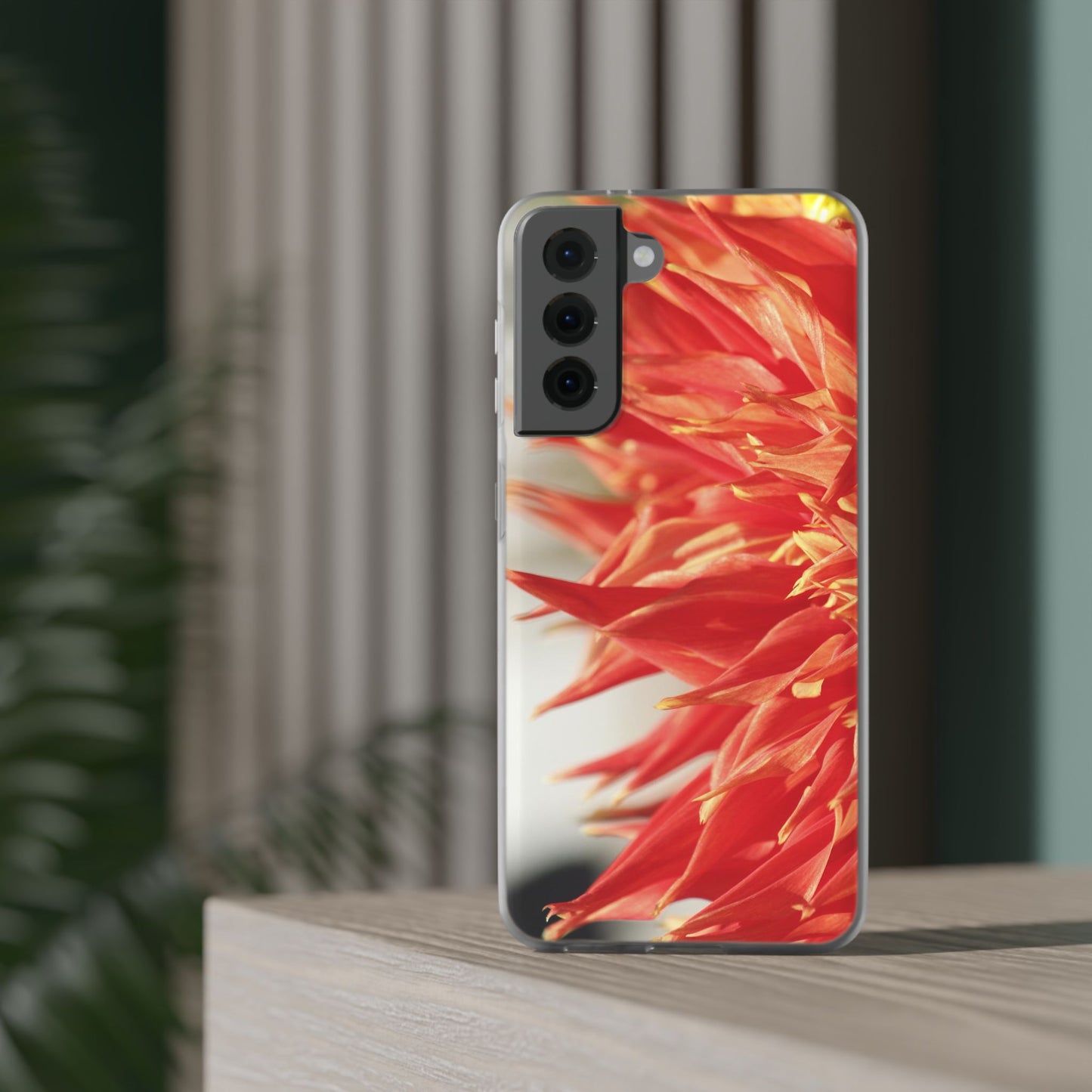 Red Dahlia Floral Phone Case — Slim Flexible Protective Cover