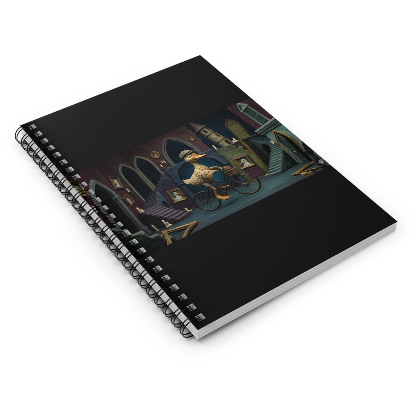 Spiral Notebook — Whimsical Duck Bicyclist Art Journal (Ruled)
