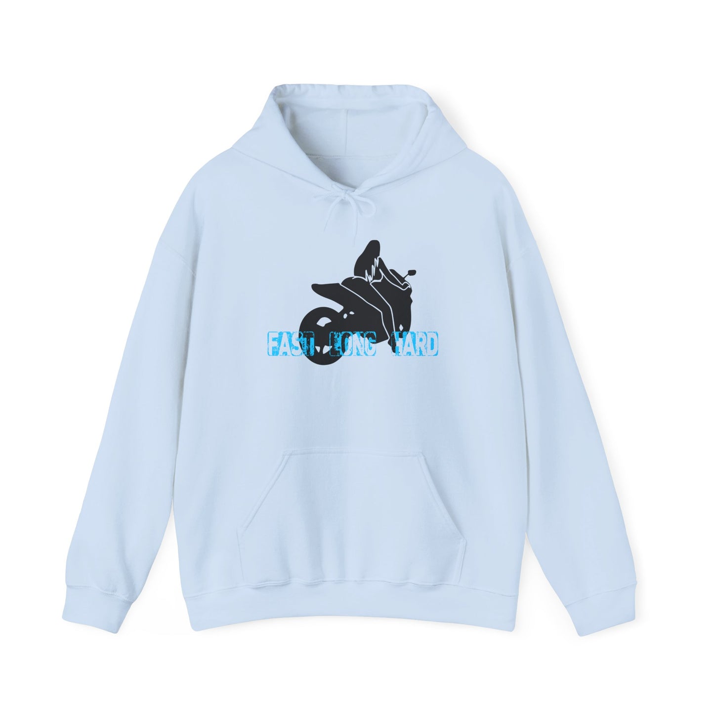 Hoodie - Chick Ride Motorbike Rider Graphic "Fast Long Hard"
