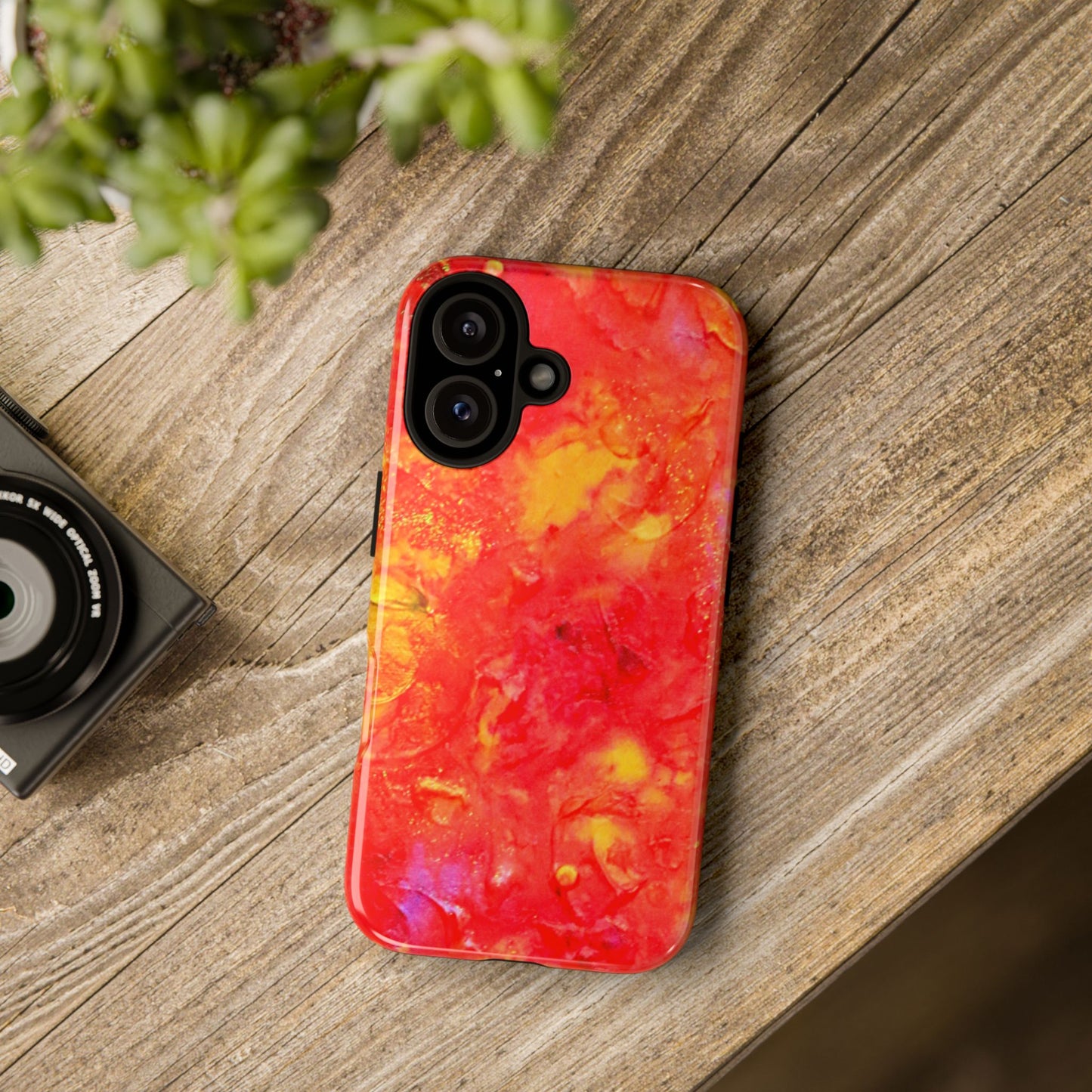 Red Marble Tough Phone Case — Vibrant Abstract Protective Cover