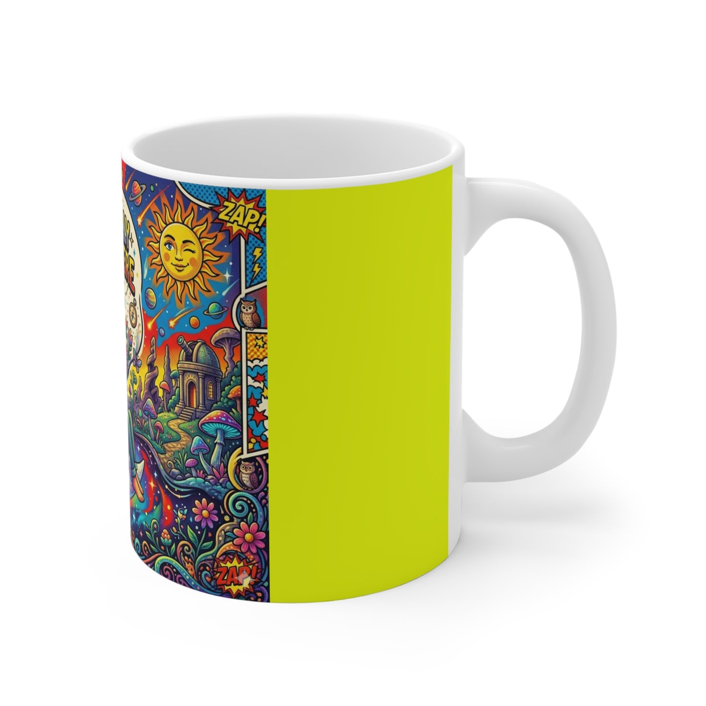Mentally Somewhere Else Ceramic Coffee Mug — Psychedelic Space Illustration (11 oz)