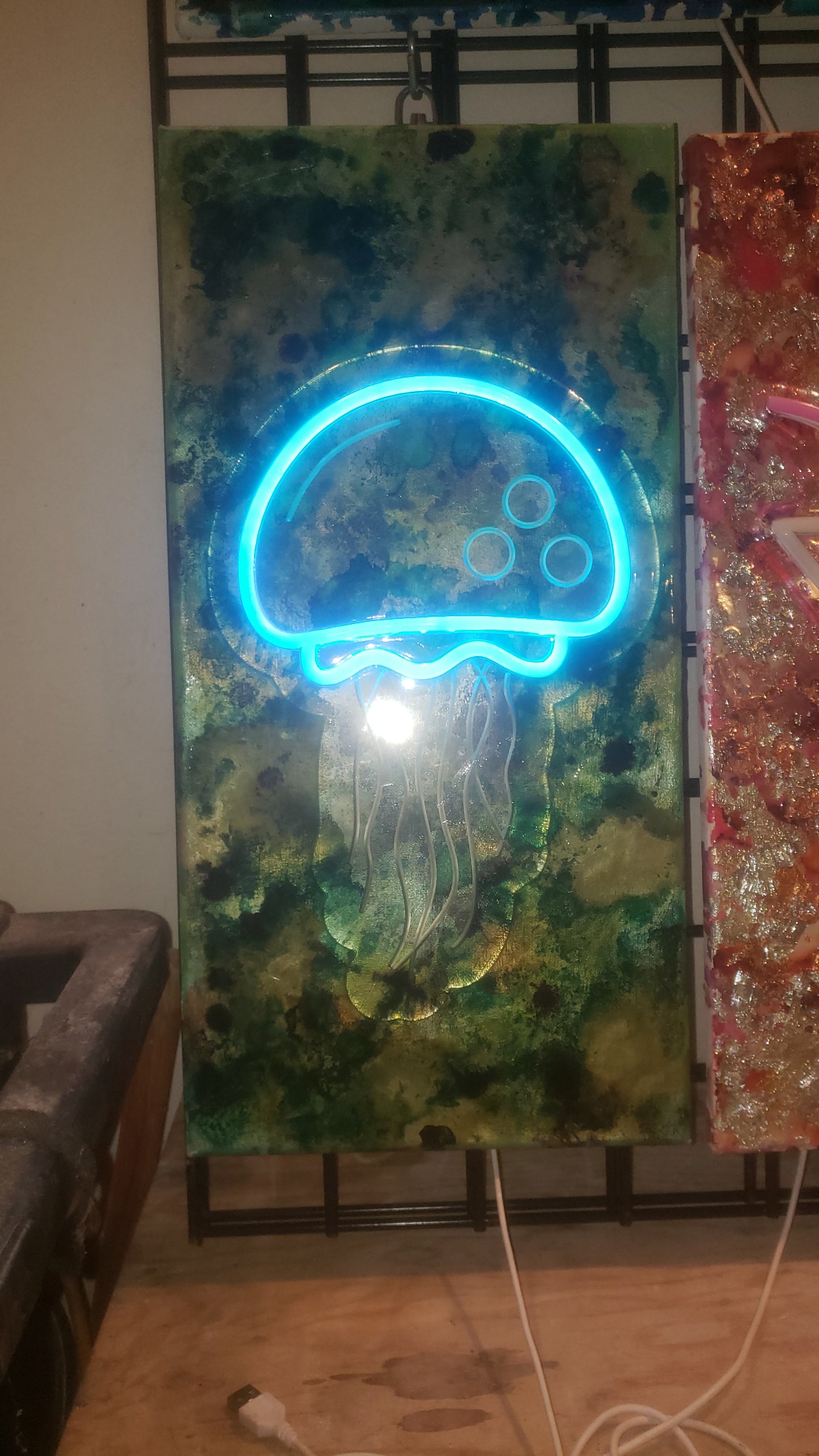 Resin LED Light Painting on Canvas