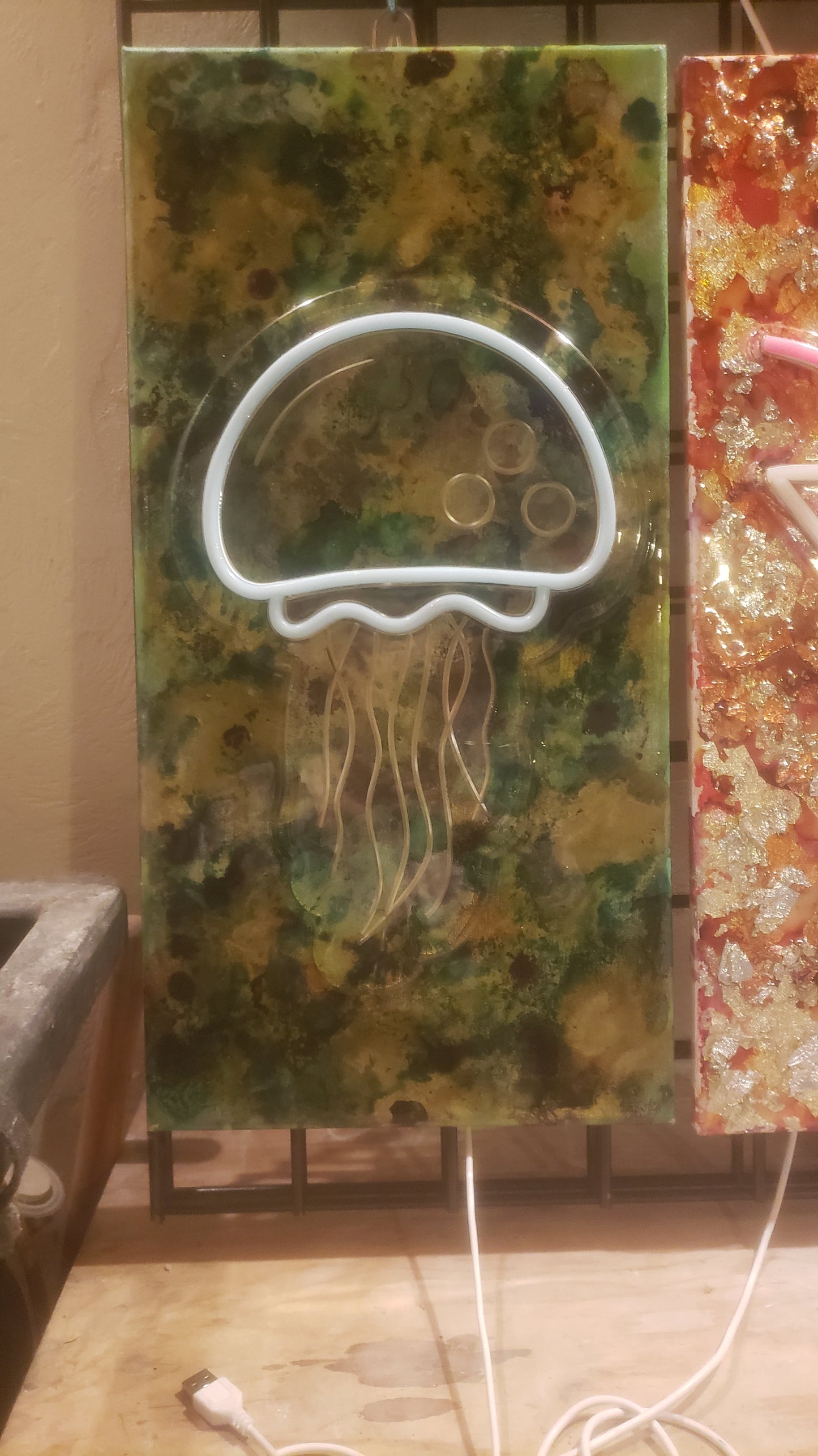 Resin LED Light Painting on Canvas