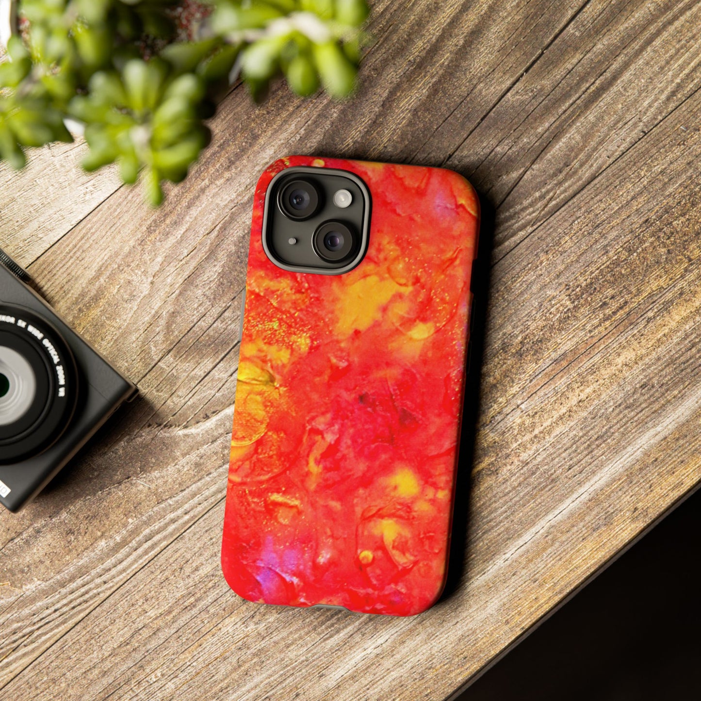 Red Marble Tough Phone Case — Vibrant Abstract Protective Cover