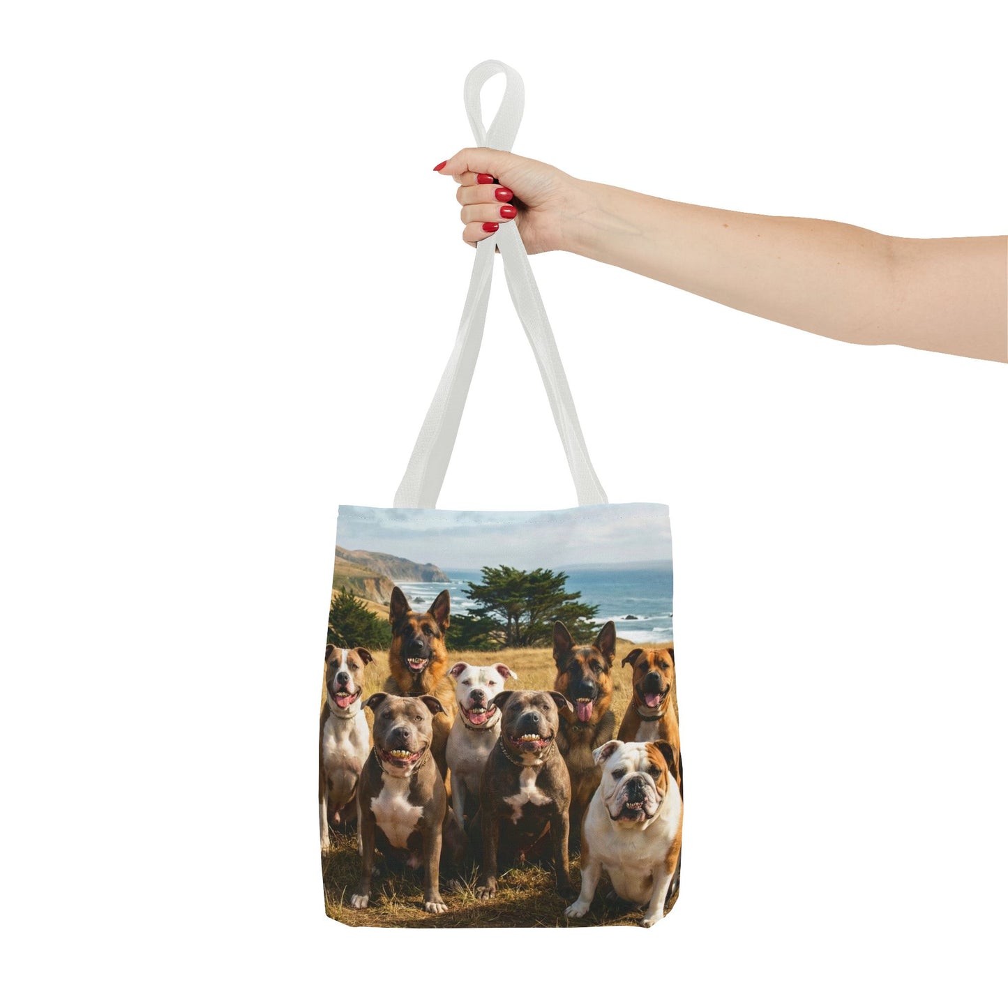 Dog Pack Beach Tote Bag — All-Over-Print Coastal Canine Canvas Tote